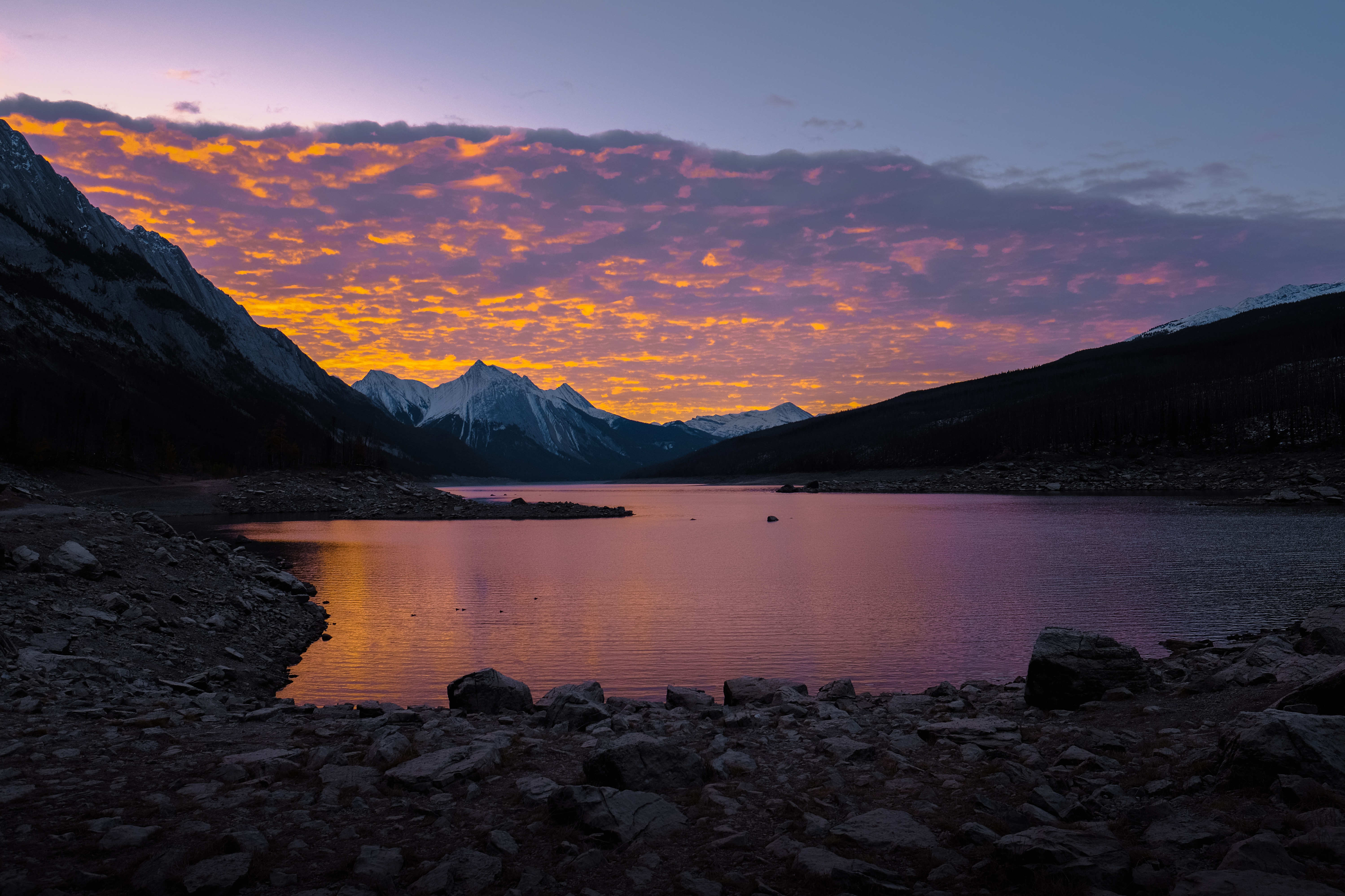 Cool Backgrounds mountains, nature, lake, sunset Stones