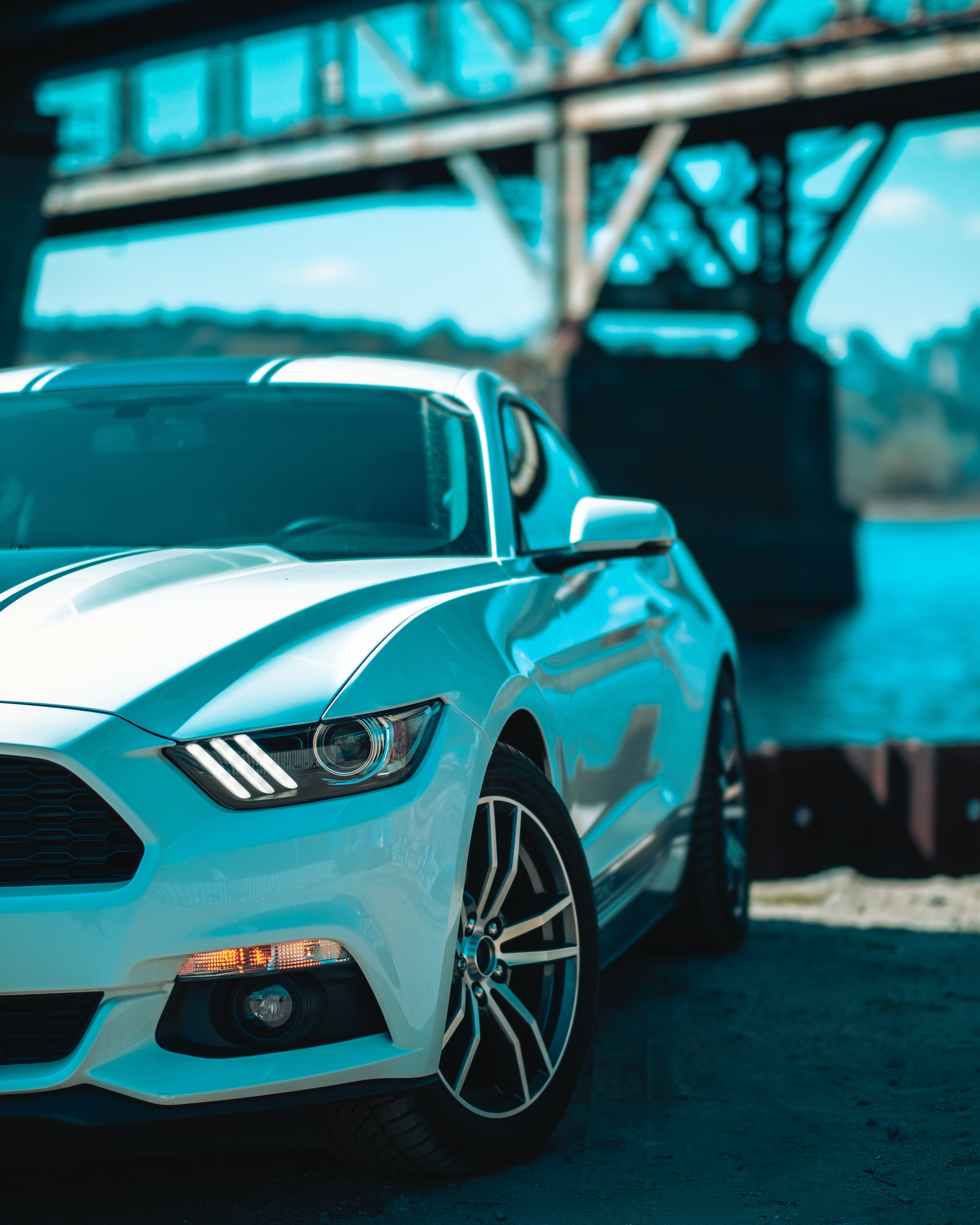 cars, headlight, wheels, ford mustang Panoramic Wallpapers