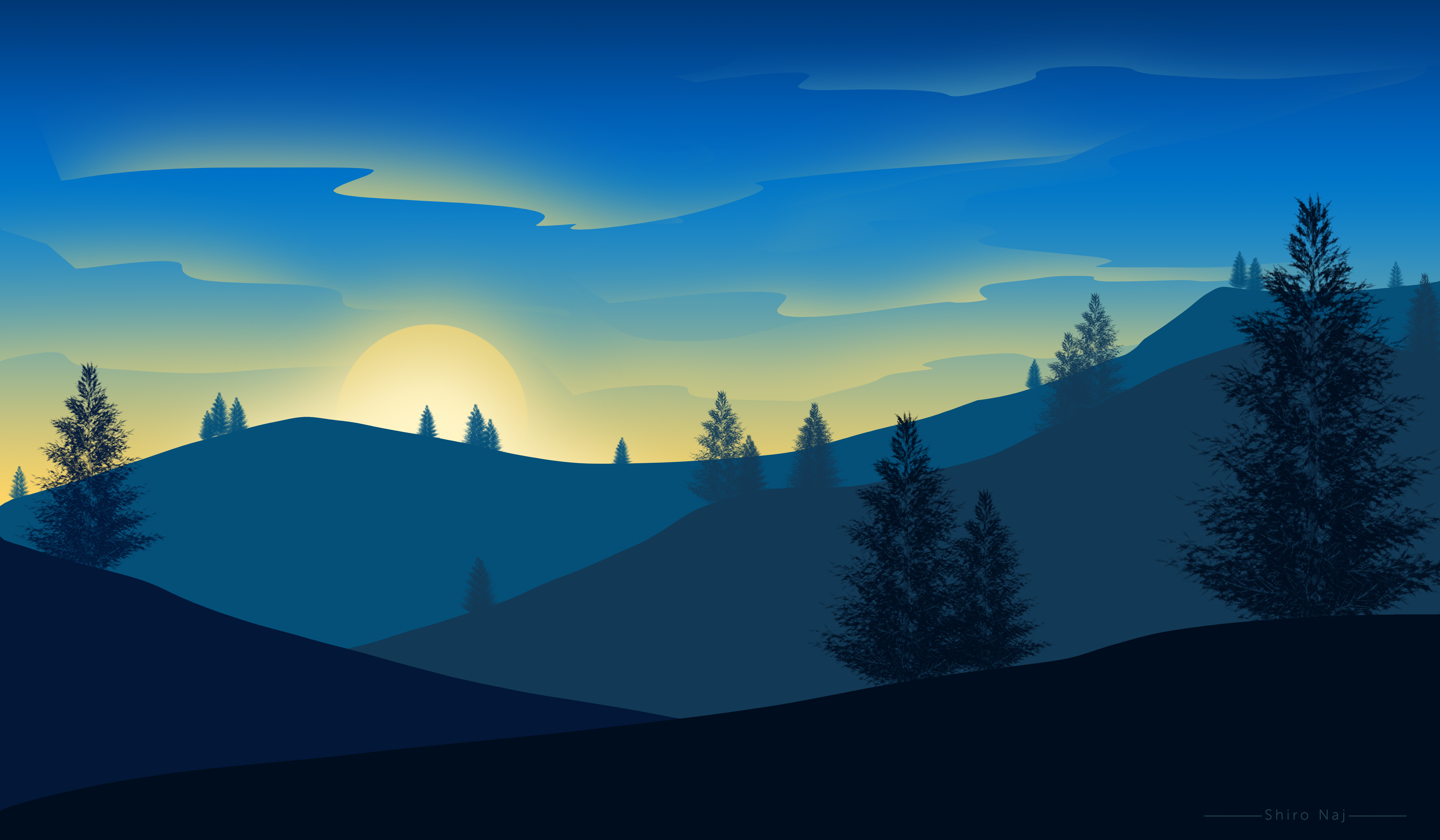 Laden Sie das Kunst, Sun, Morgendämmerung, Vektor, Die Hügel, Hügel-Bild kostenlos auf Ihren PC-Desktop herunter