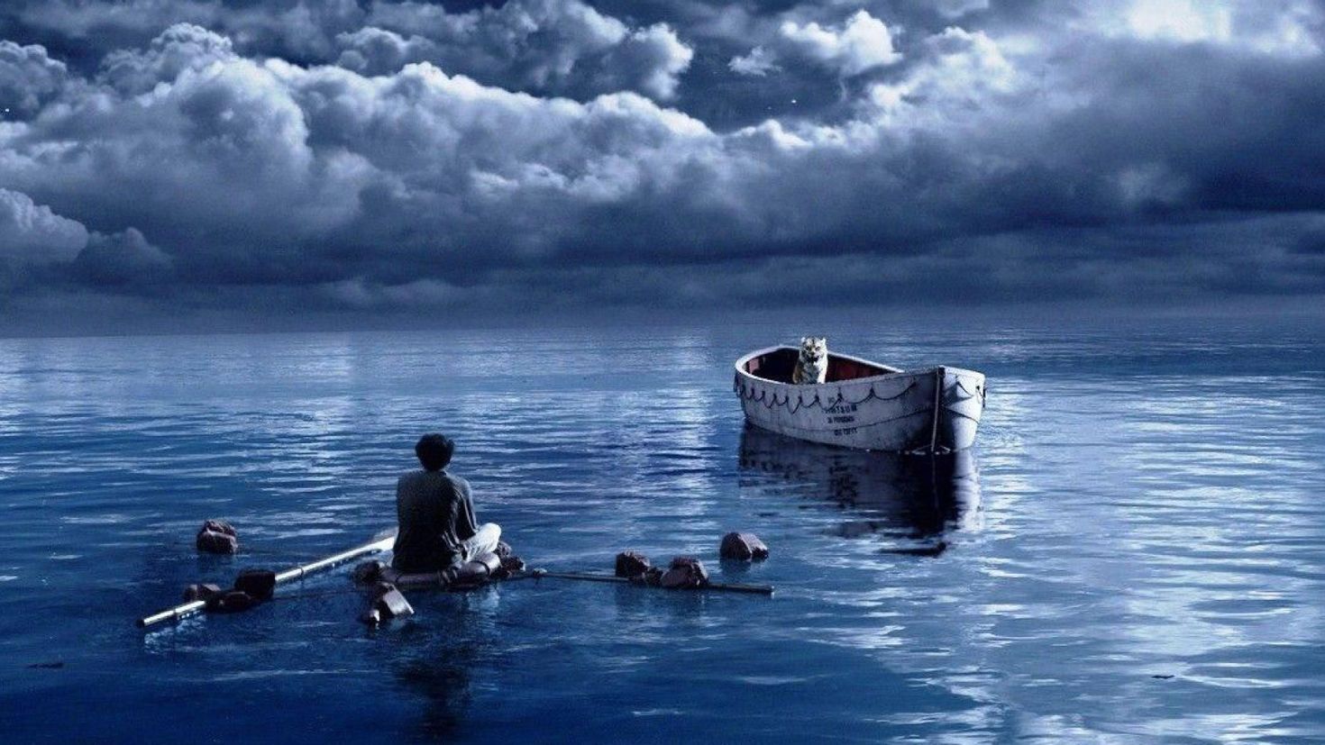 Одинокий человек в лодке