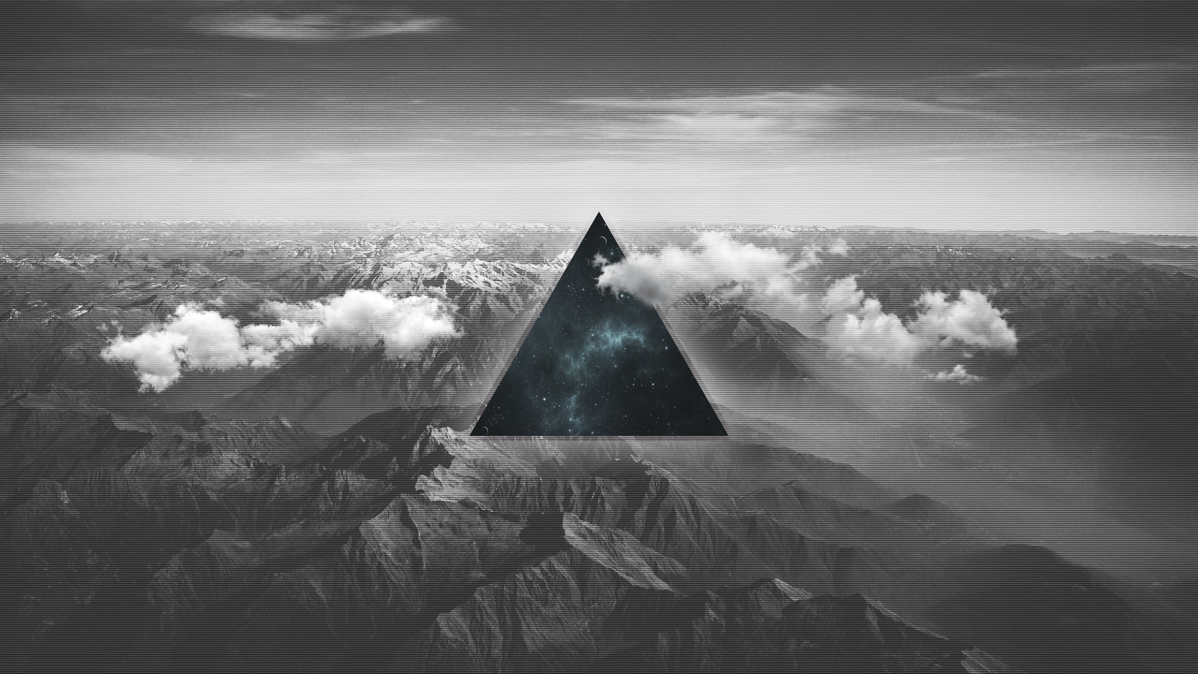 glitch, artistic, mountain, polyscape, triangle 5K
