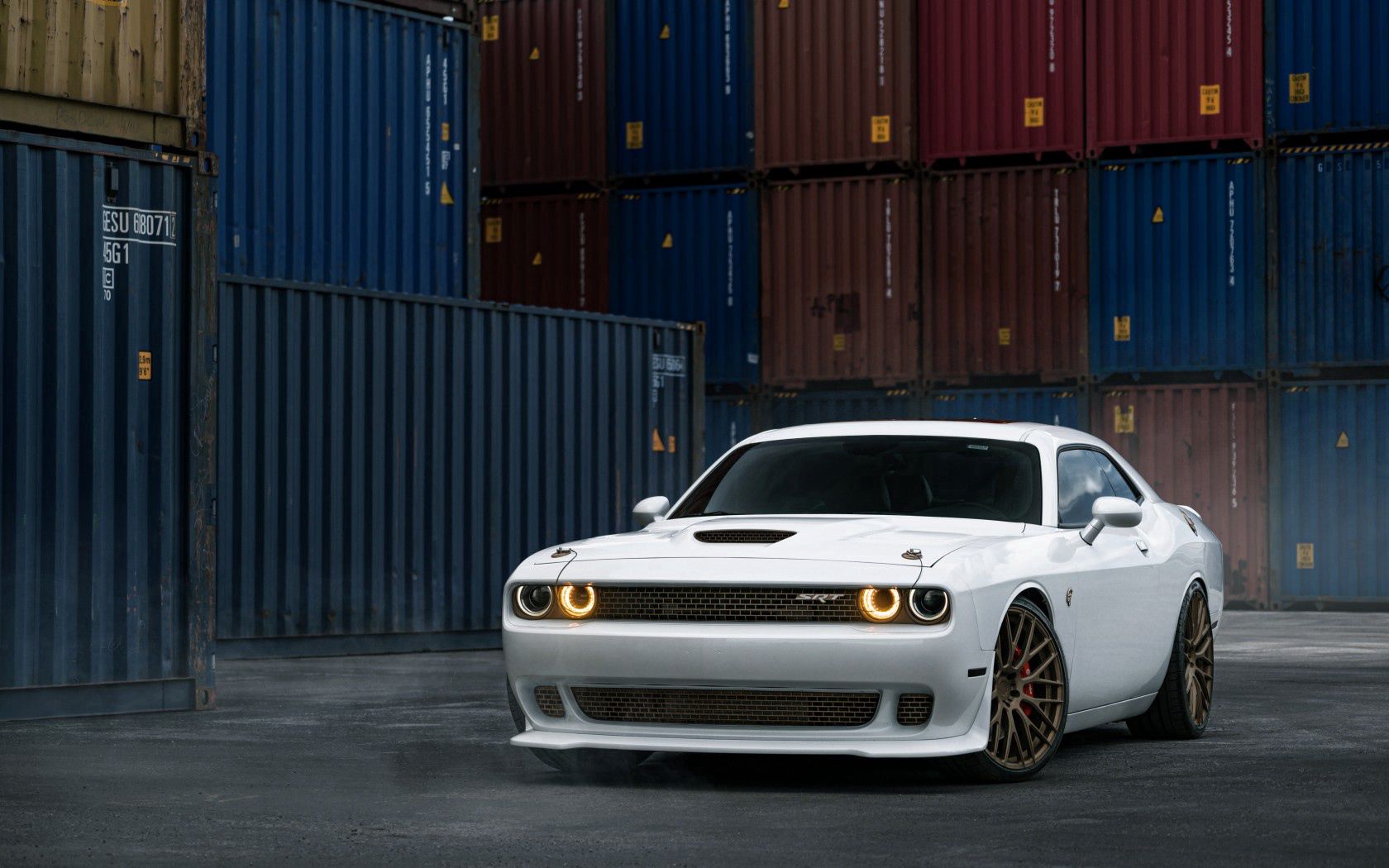 dodge challenger, cars, white, front view Aesthetic wallpaper