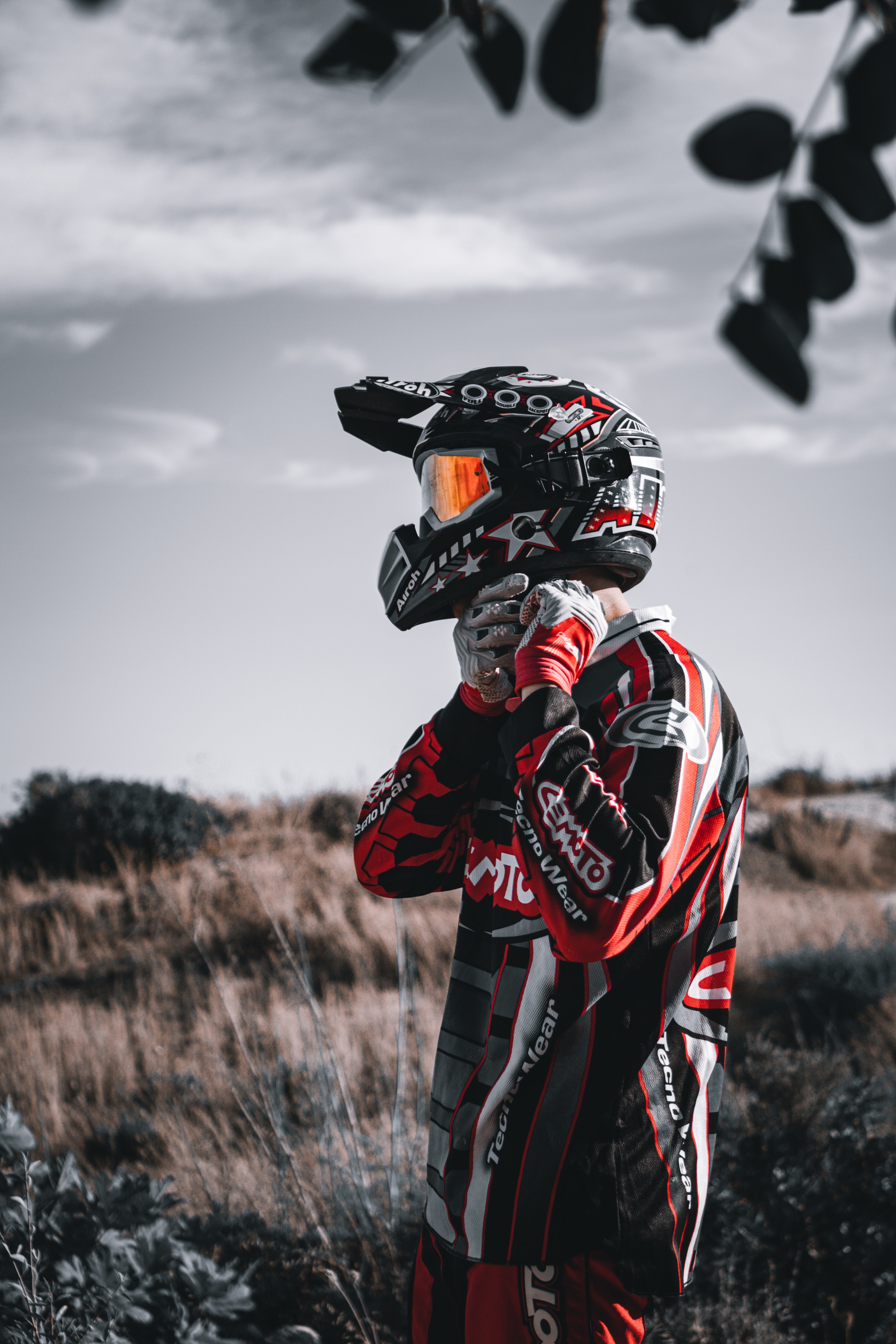 helmet, biker, cross, motorcycles Ultrawide Wallpapers