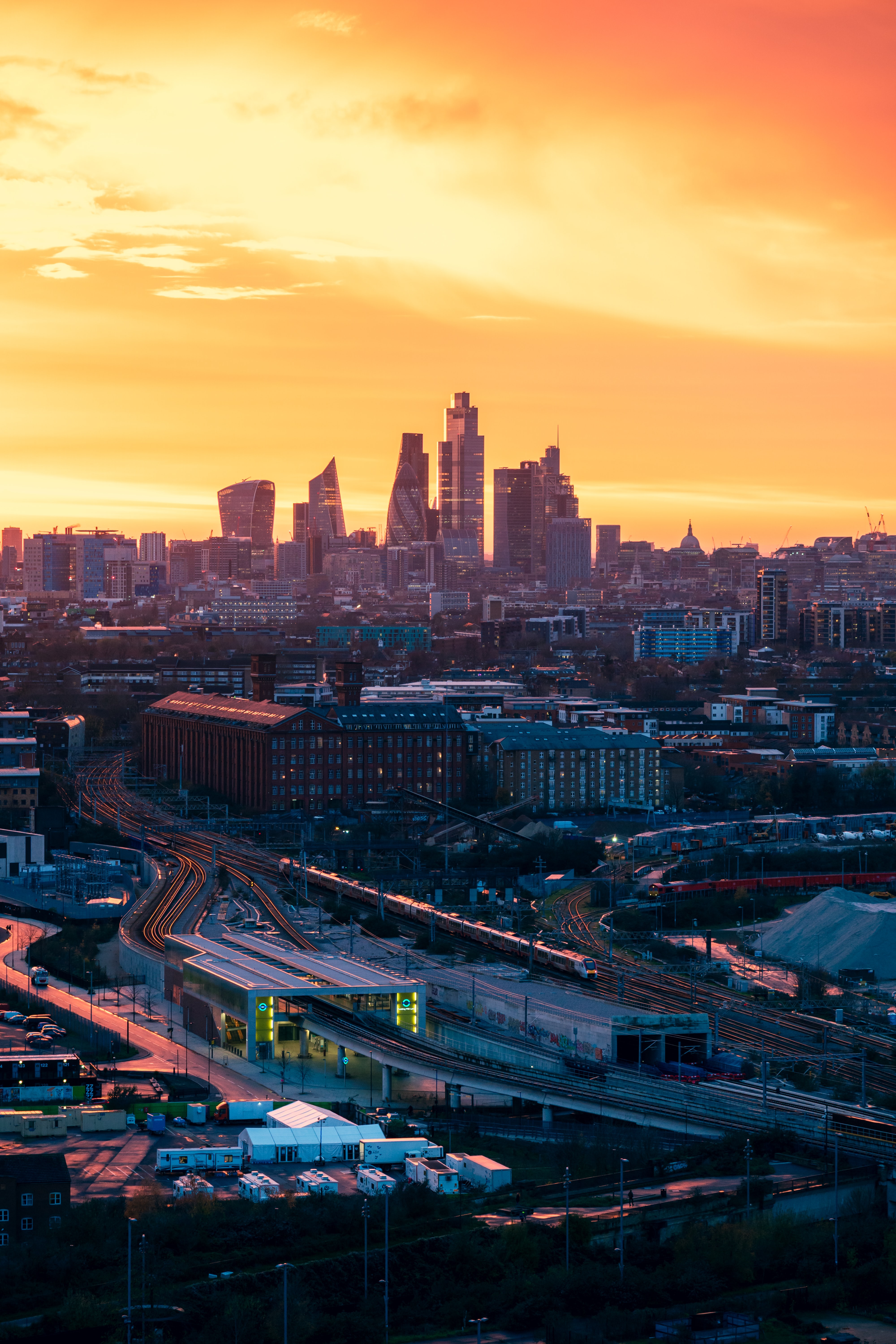 cities, sunset, architecture, city, building, view from above UHD