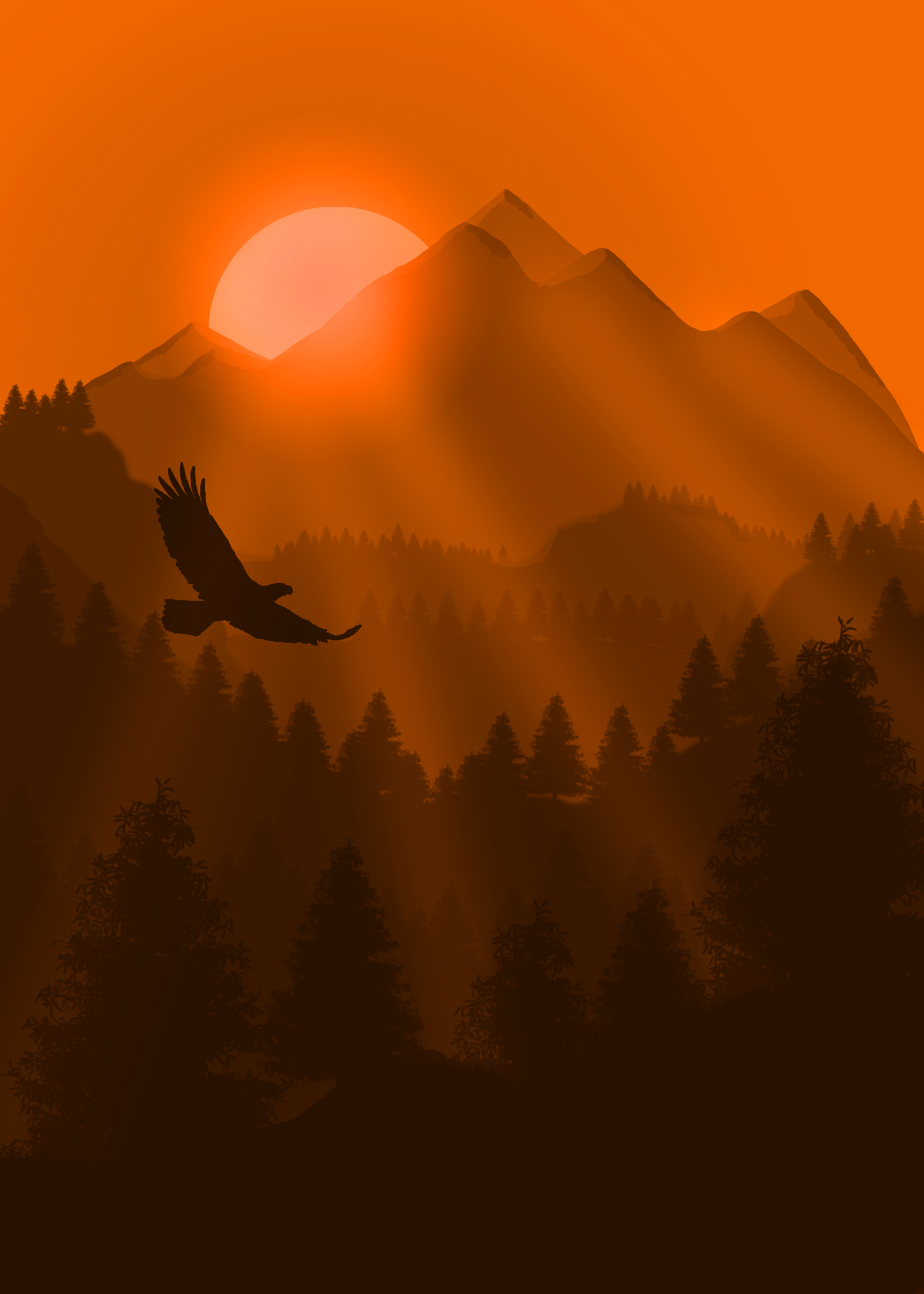 Laden Sie das Adler, Sunset, Kunst, Mountains, Vektor, Vogel-Bild kostenlos auf Ihren PC-Desktop herunter