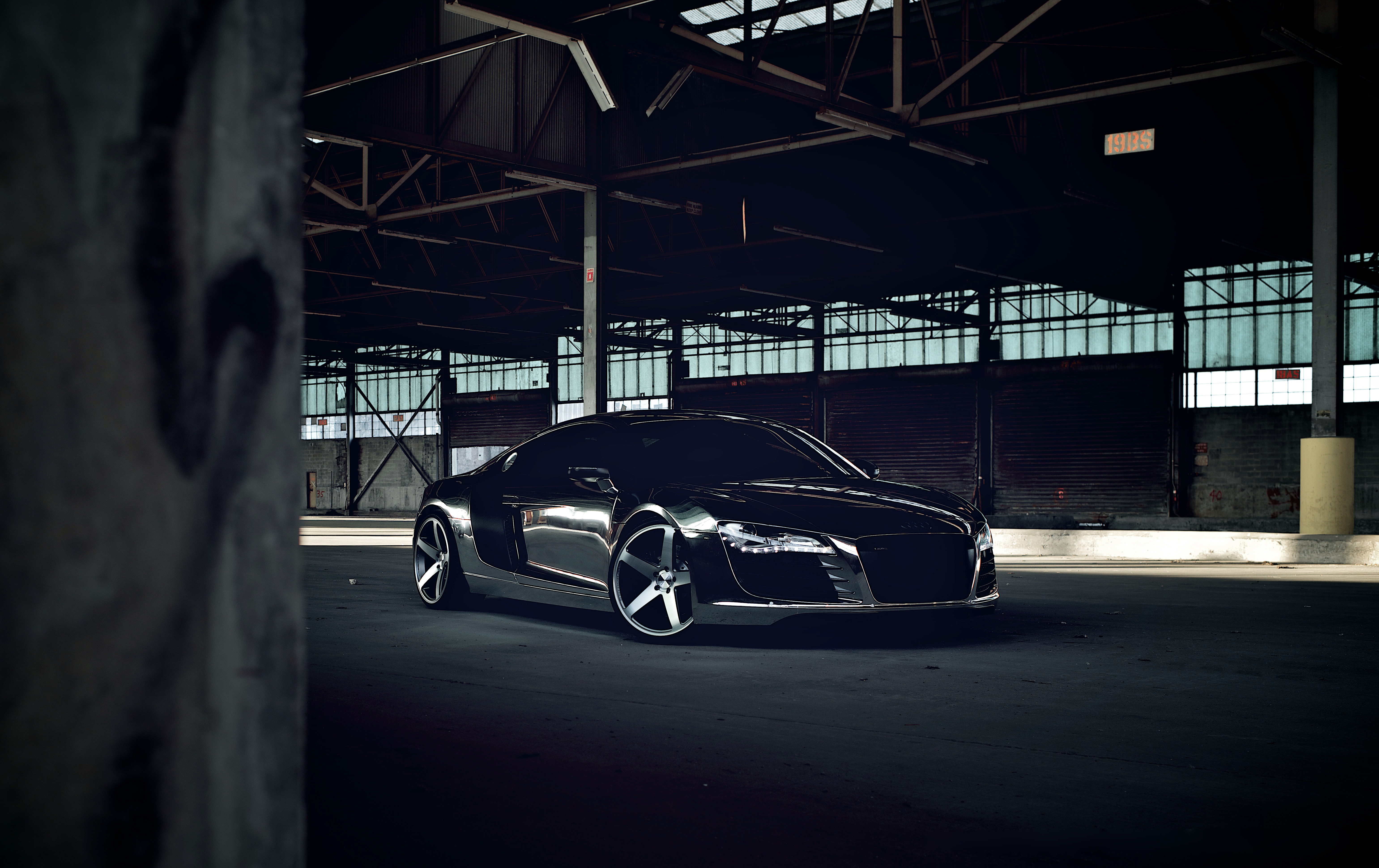 83592 download wallpaper audi, cars, black, r8, chrome, cw-5, matte black screensavers and pictures for free