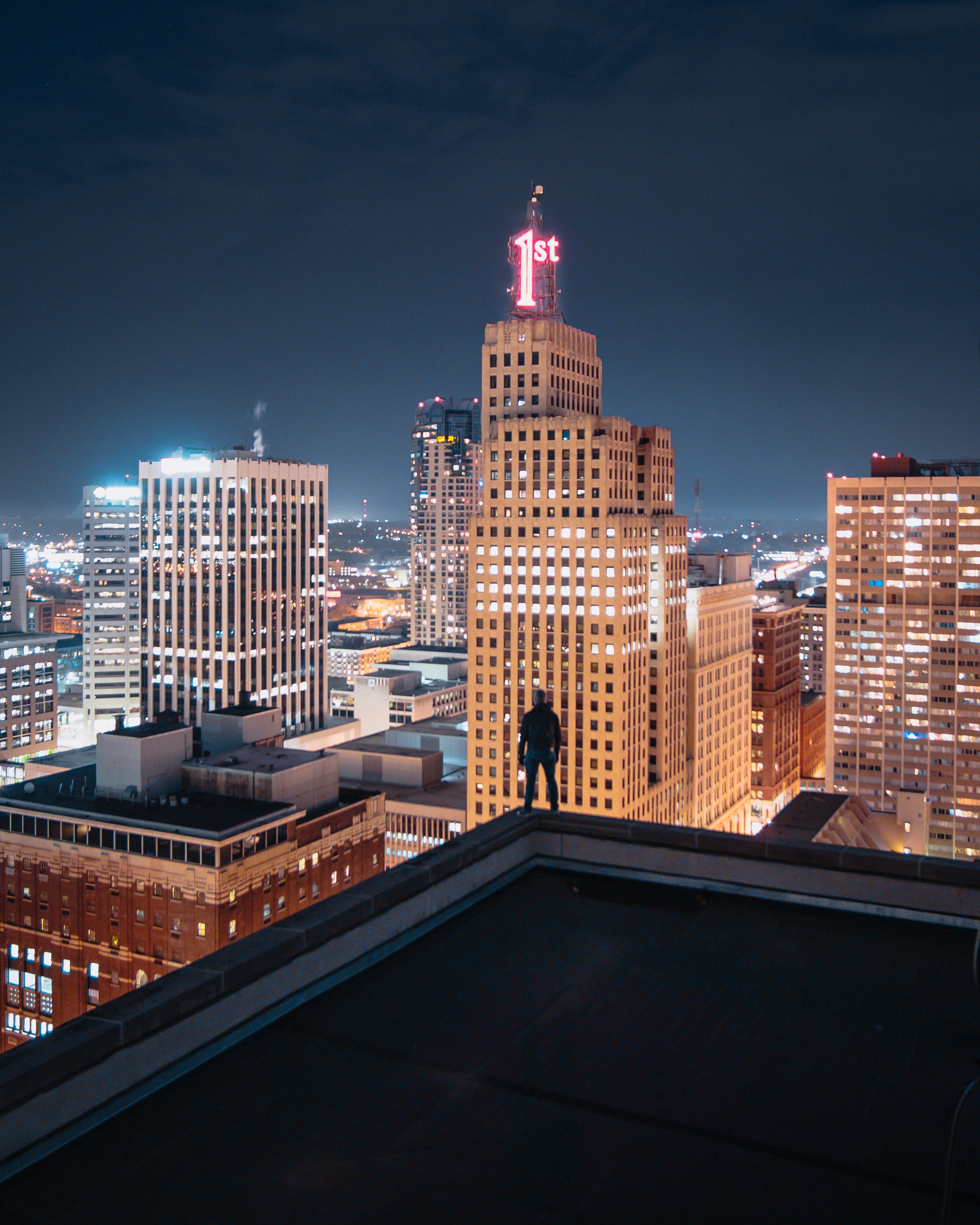 night city, cities, building, lights, silhouette, overview, review, roof for android