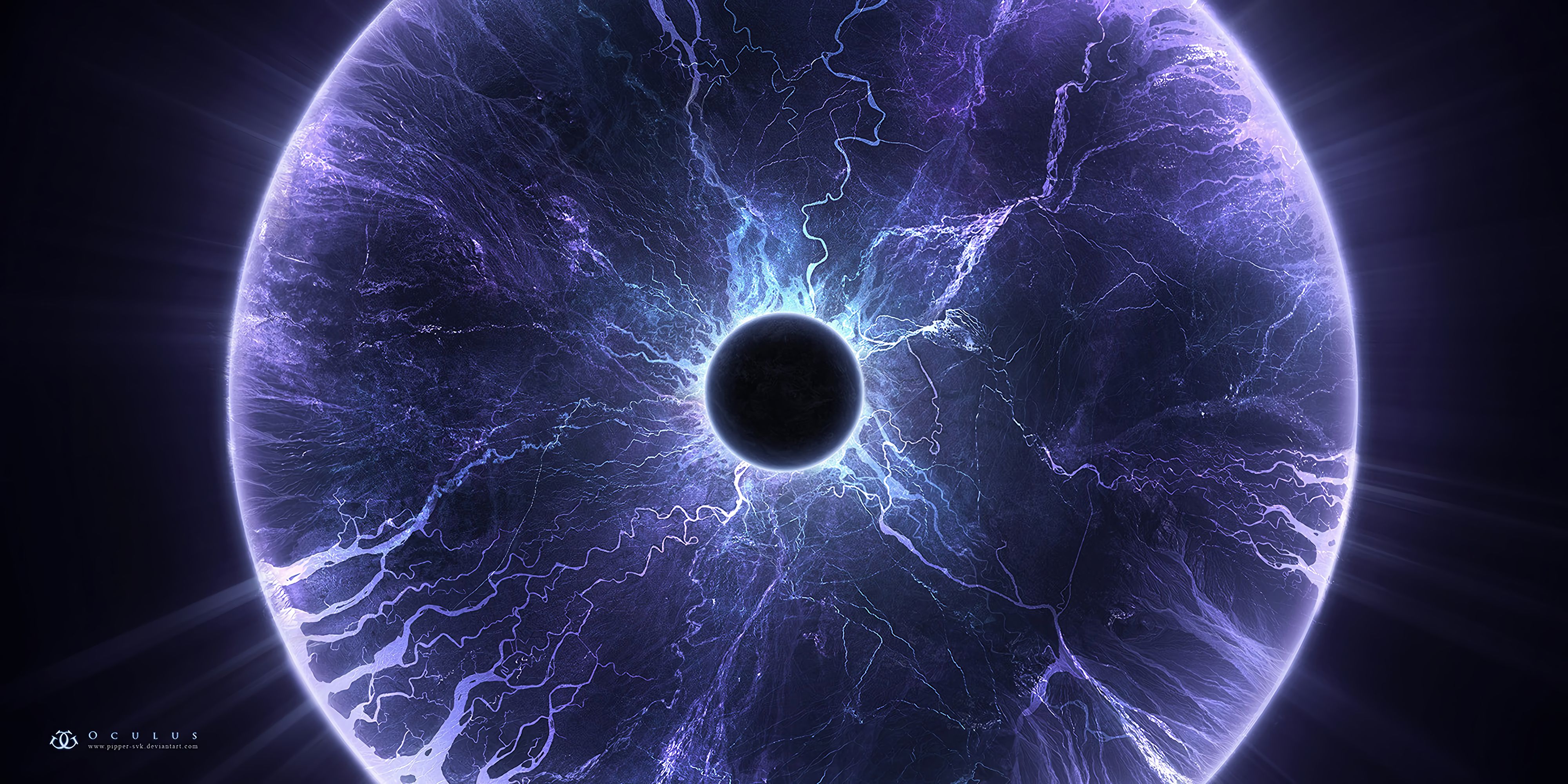 133702 download wallpaper universe, glow, lightning, violet, halo, purple, planet, eclipse screensavers and pictures for free