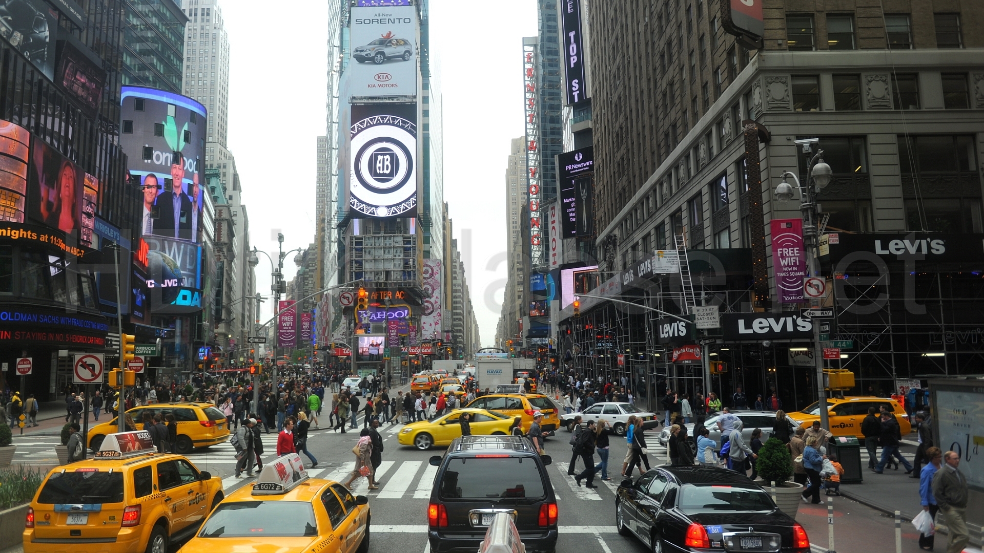 new york, times square, traffic, street, man made HD wallpaper