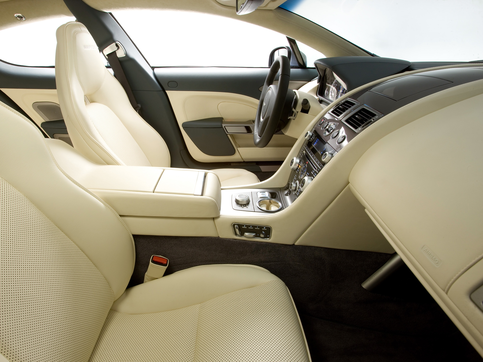 interior, aston martin, cars, white, steering wheel, rudder, salon, 2009, rapide HD wallpaper