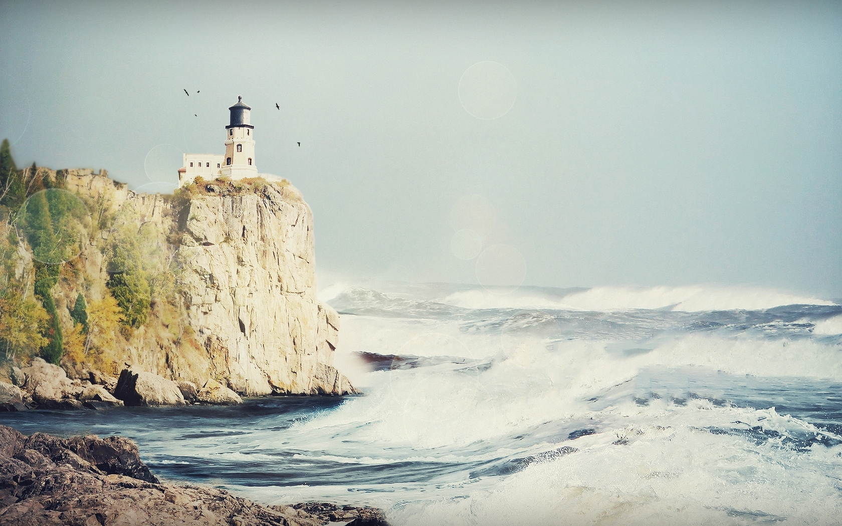 32k Wallpaper Lighthouses landscape, gray, sea
