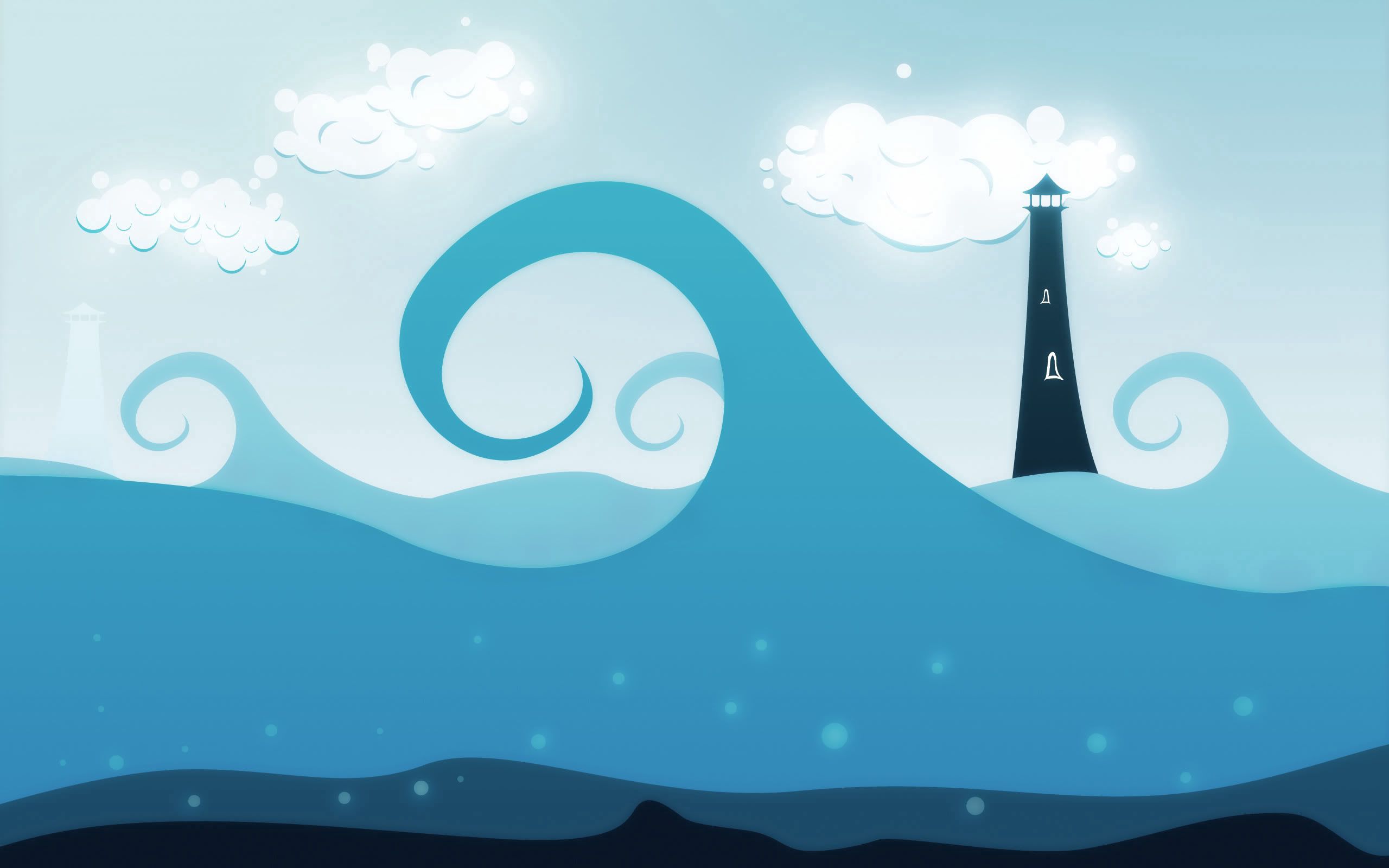 cloud, wave, blue, tower home screen for smartphone