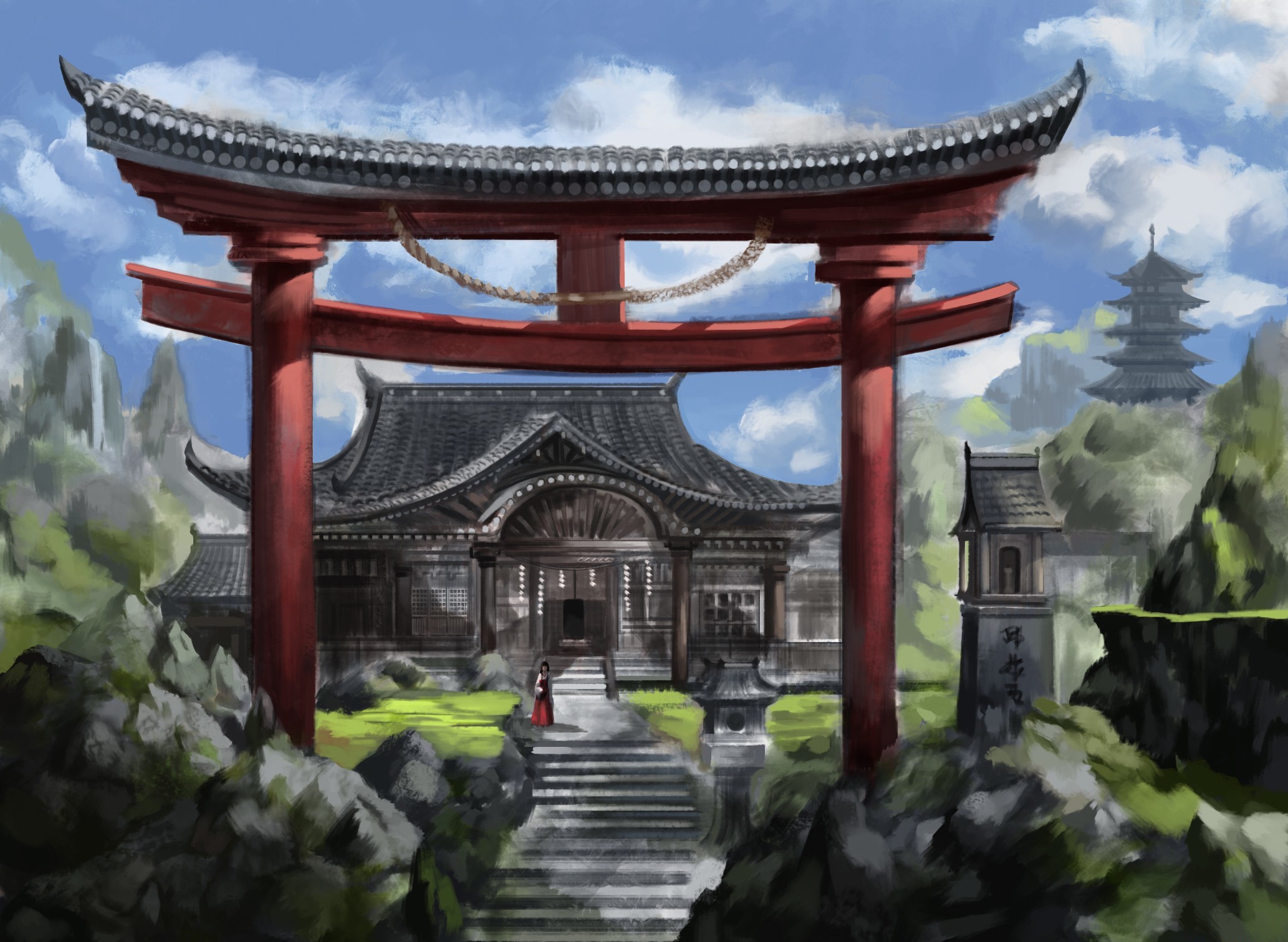 Ворота в Синтоистский храм Япония арт