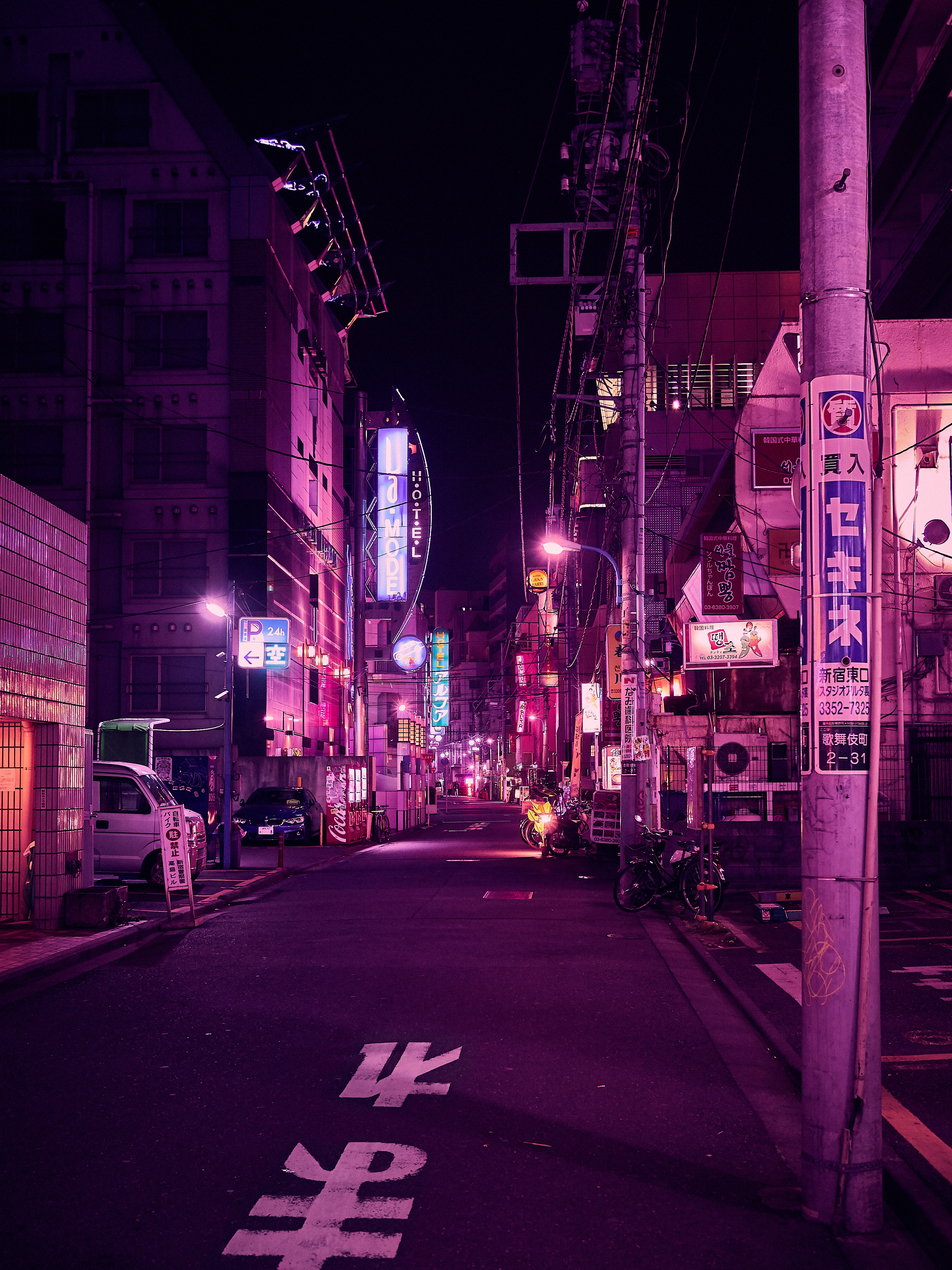 tokyo, illumination, violet, night city, cities, neon, backlight, purple, street