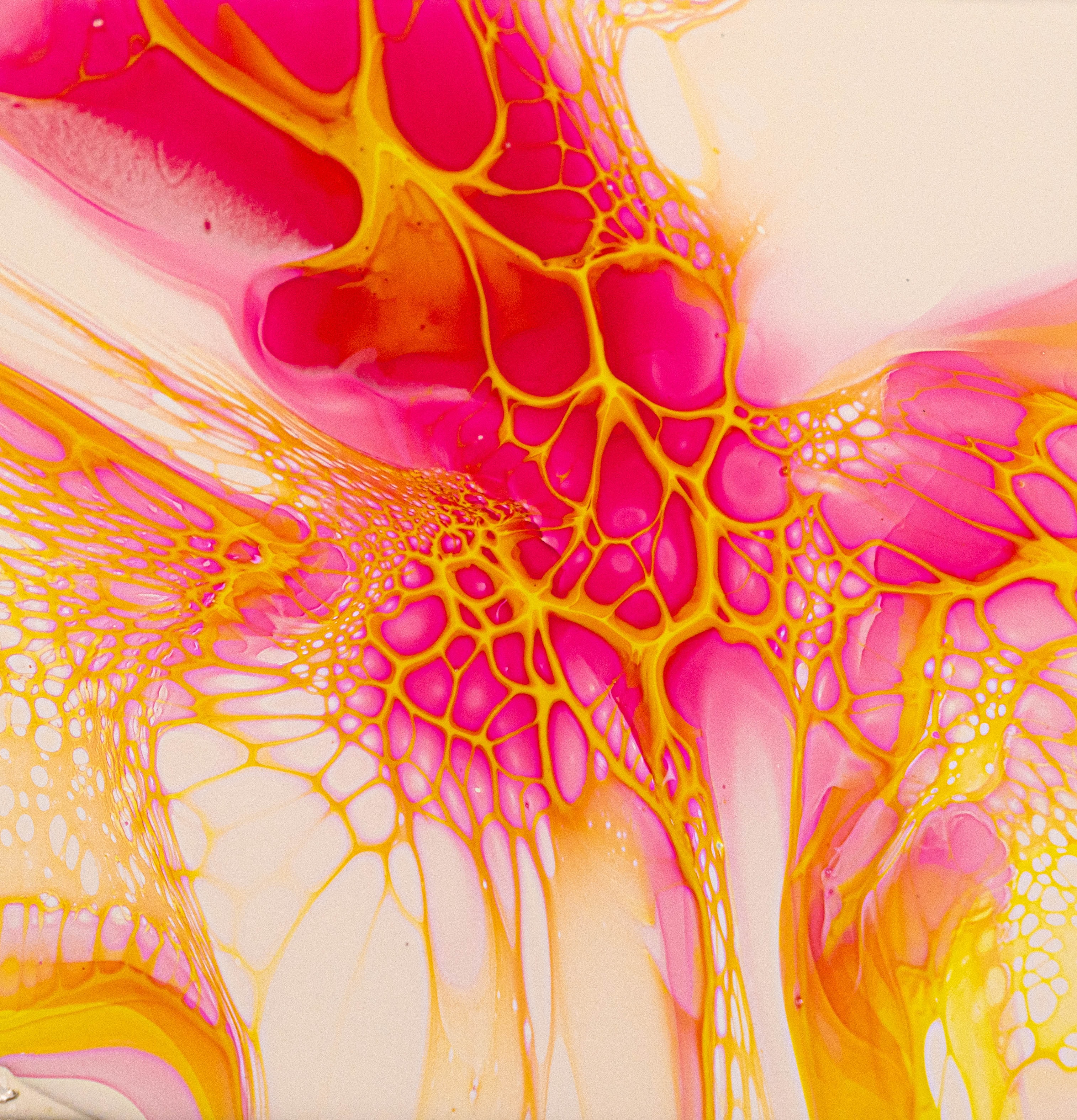 paint, abstract, pink, yellow, divorces, liquid 32K