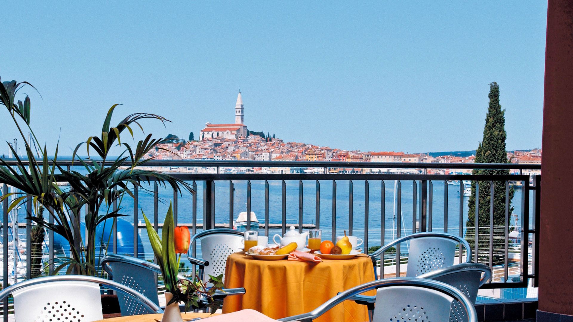 view, sea, city, miscellanea, miscellaneous, relaxation, rest, hotel, terrace HD wallpaper