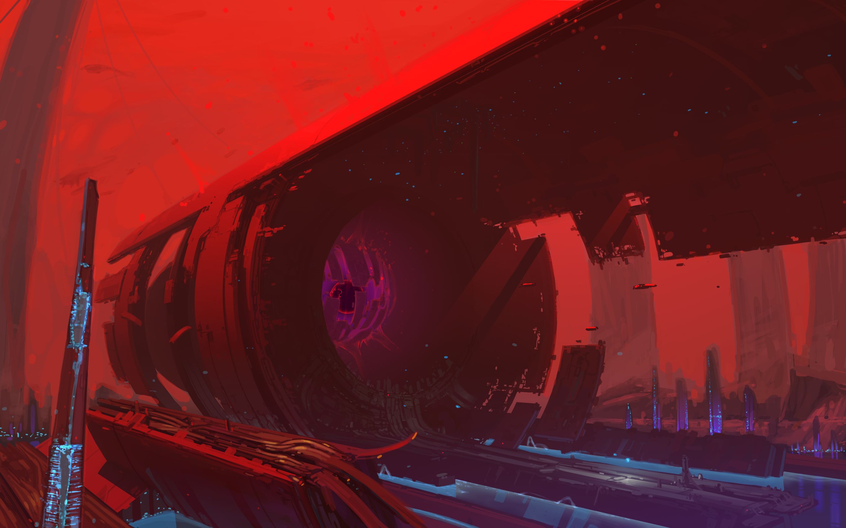 red, portal, structure, futuristic, sci fi iphone wallpaper