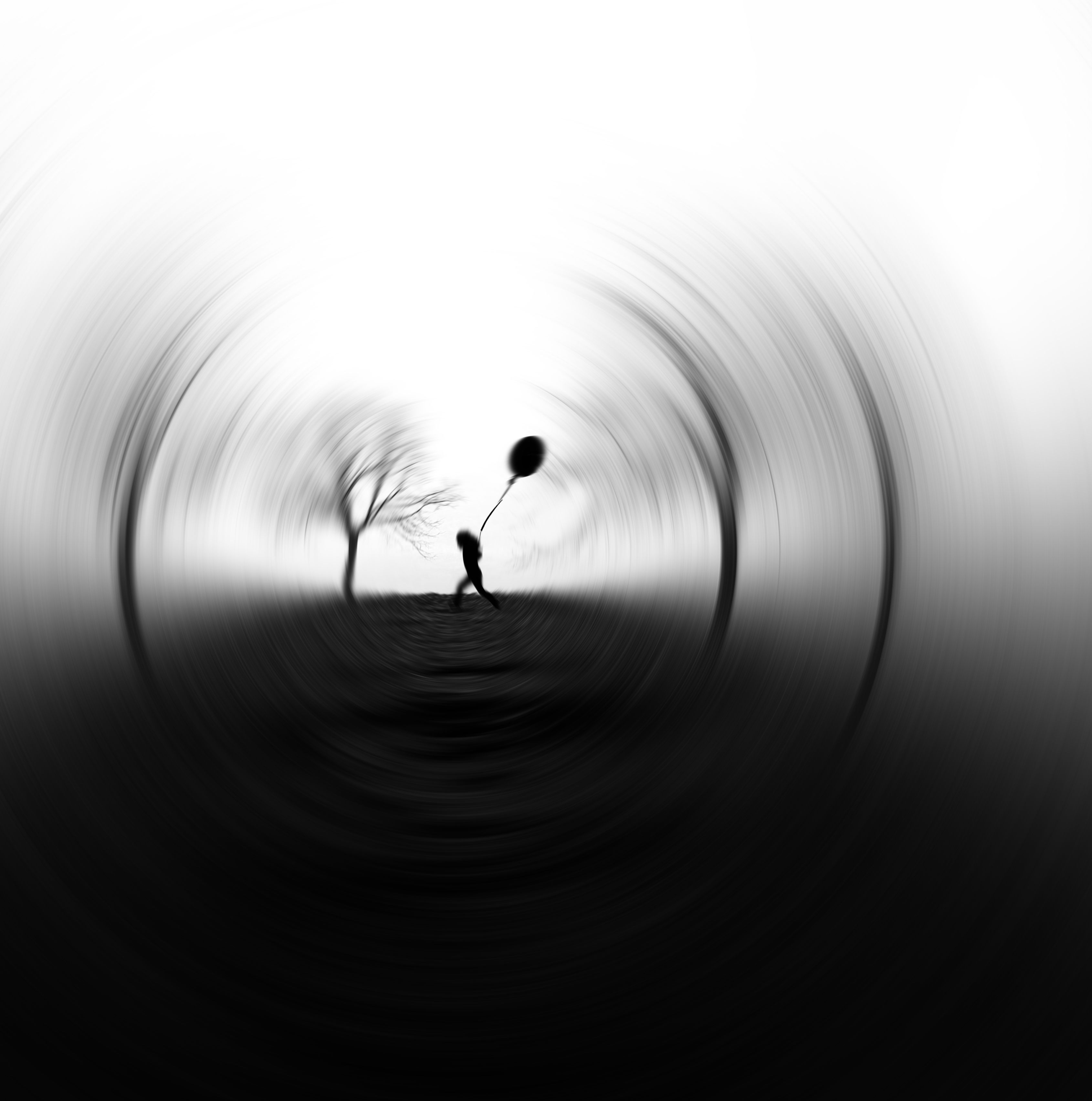 bw, balloon, focus, silhouette Smooth HD Android Wallpapers