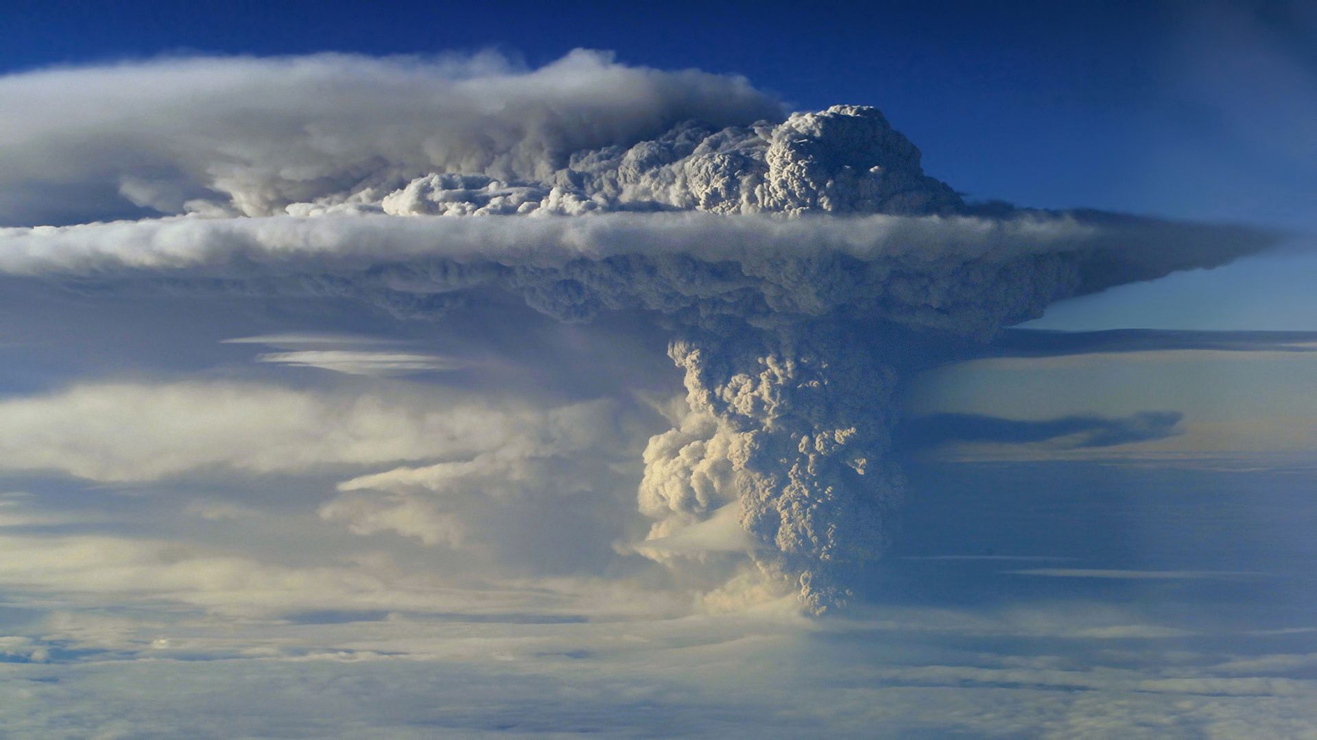 volcano, clouds, nature, sky, smoke, height, pillar, post, eruption Full HD