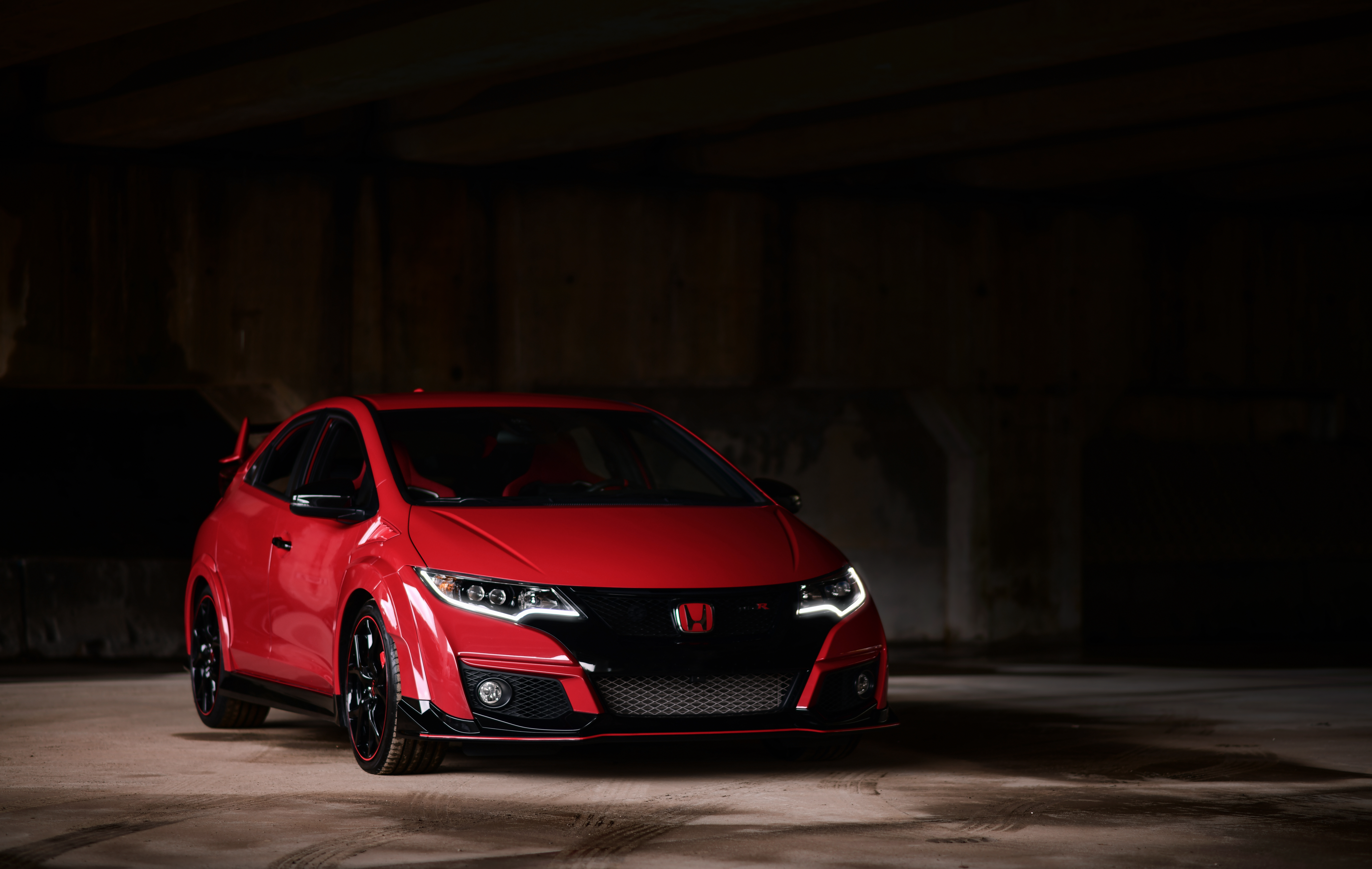 143393 Screensavers and Wallpapers Honda for phone. Download honda, cars, red, dark, car, front view, machine, parking, honda fk2 pictures for free