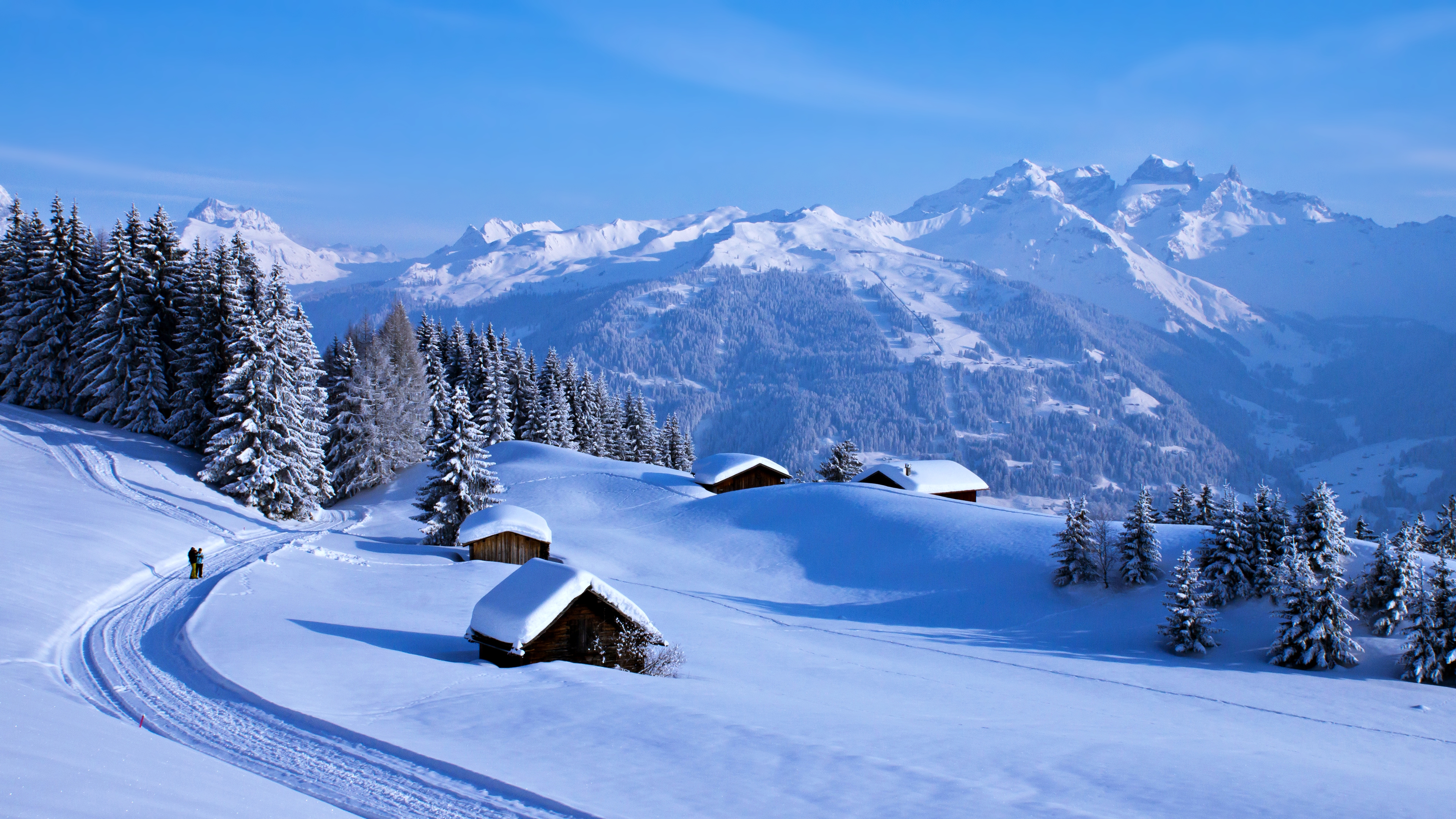 Winter countryside, snow, nature, landscape Desktop FHD