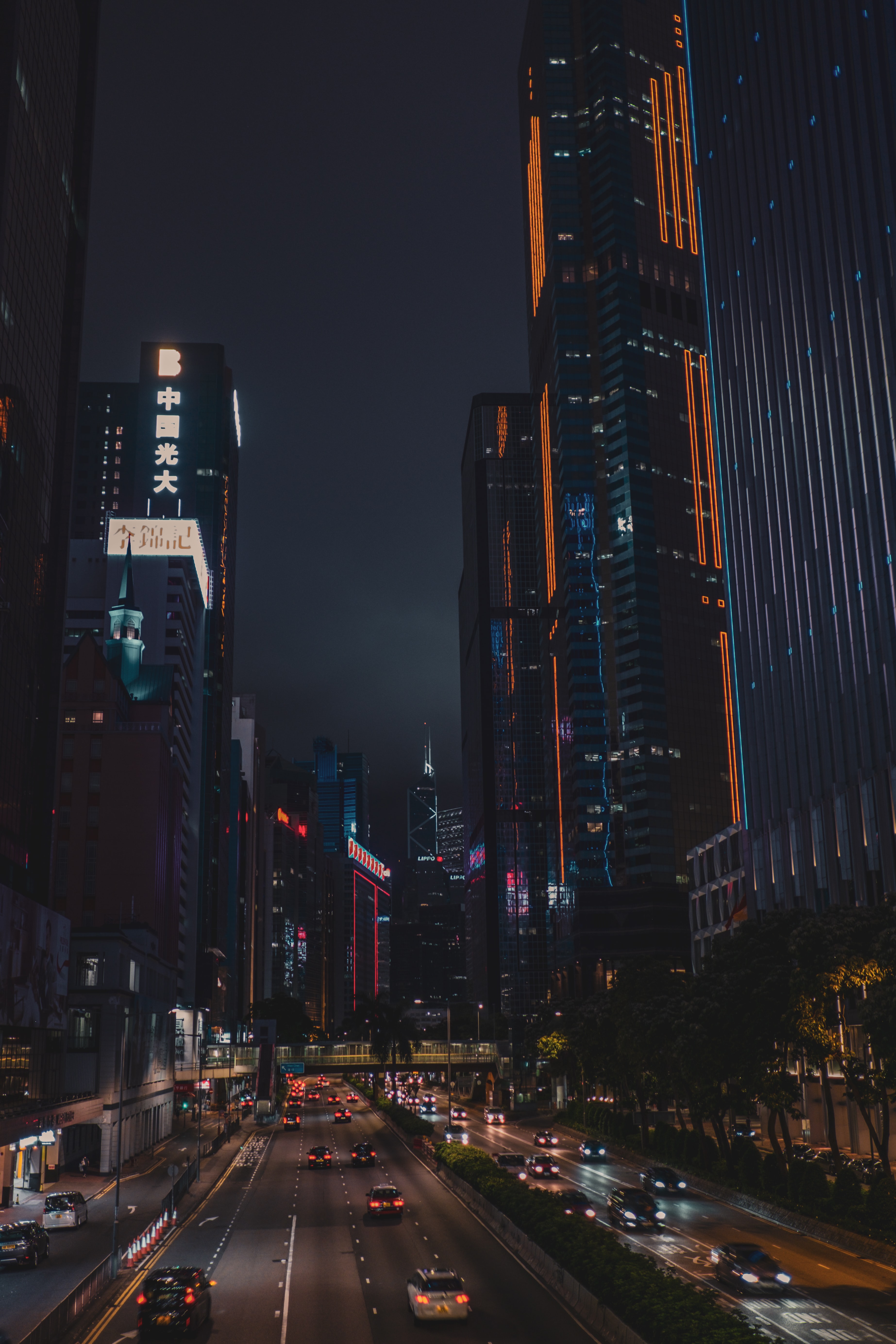 Phone Background Full HD hong kong s.a.r, road, night city, cities