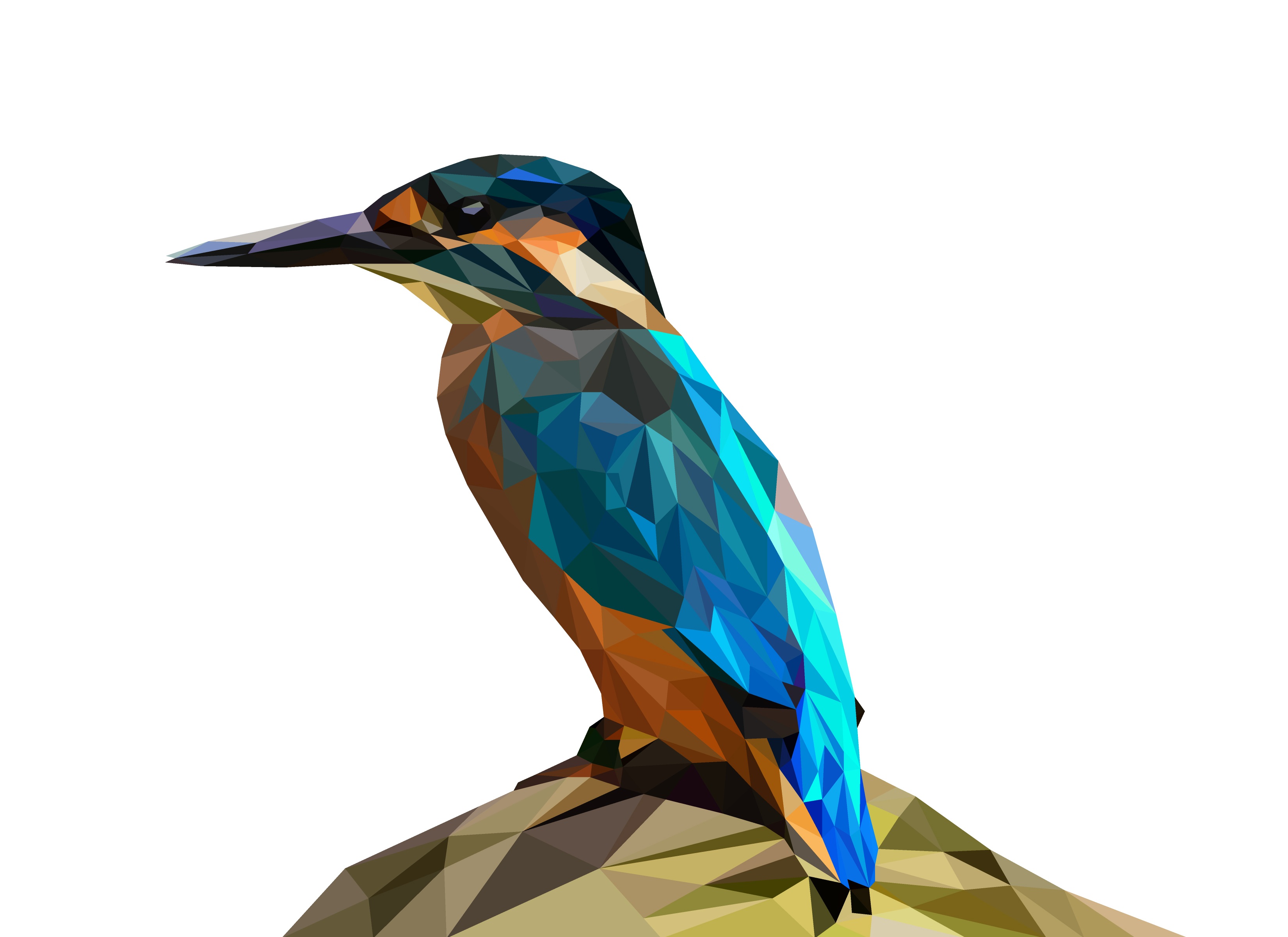 HD desktop wallpaper: Abstract, Bird, Kingfisher, Facets, Polygon, Low Poly  download free picture #893839