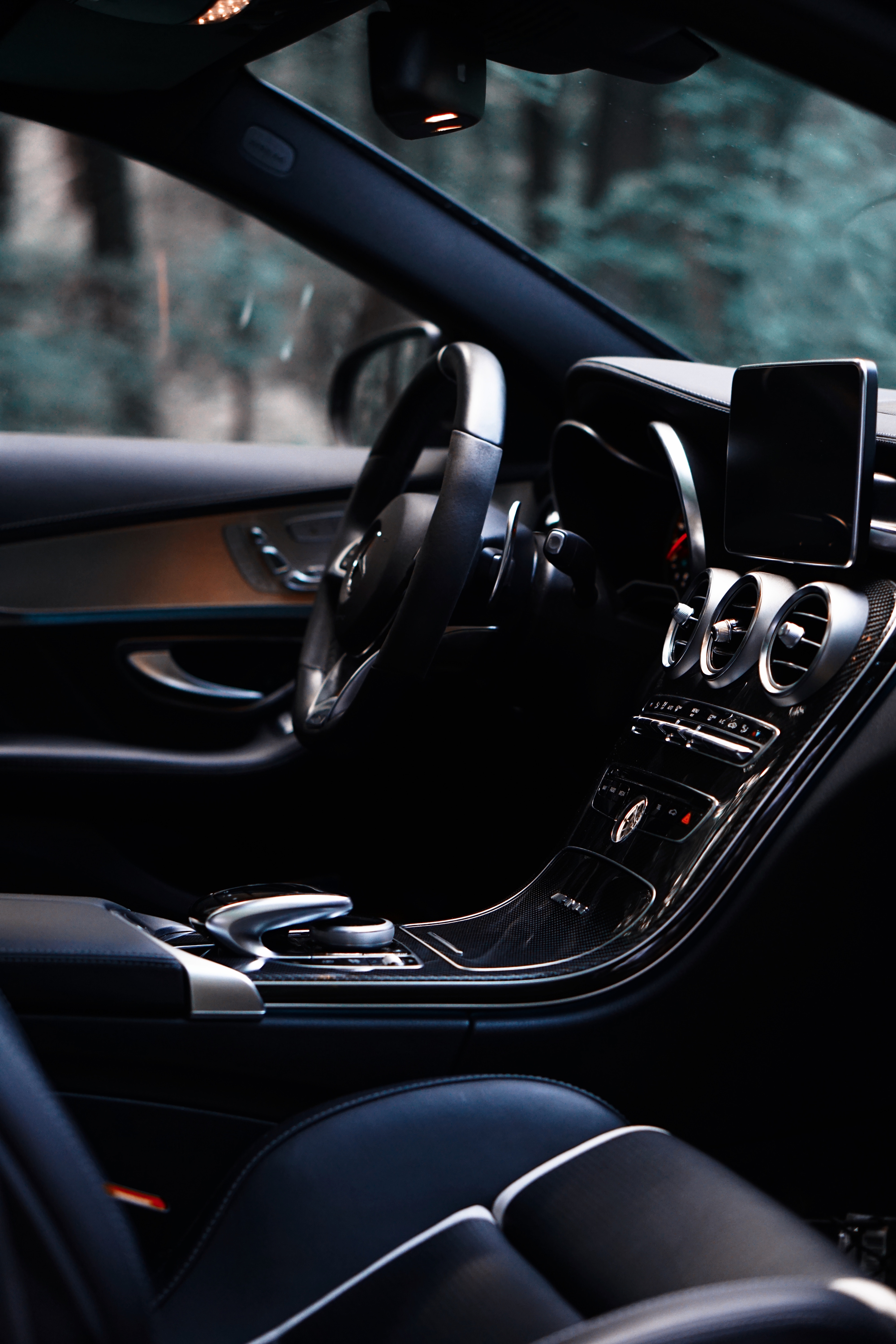 interior, cars, black, car, machine, steering wheel, control panel, rudder, salon