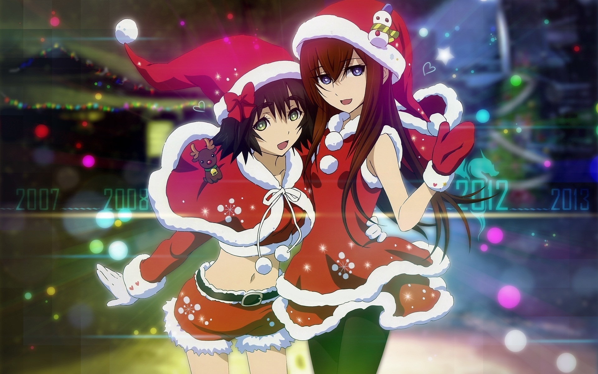 new year, anime, holidays, girls 4K Ultra