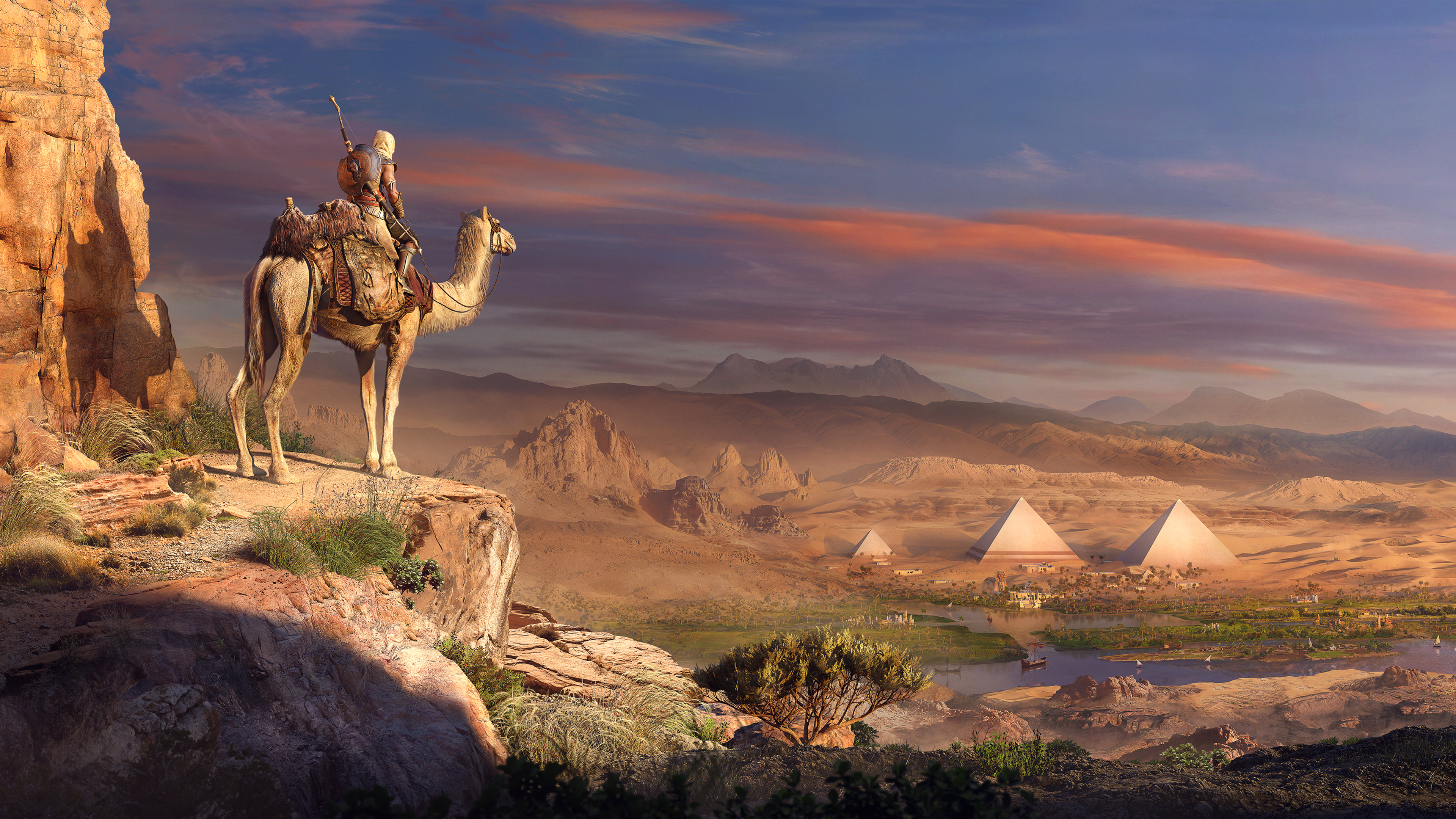 egypt, desert, assassin's creed, video game, assassin's creed origins, bayek of siwa, pyramid