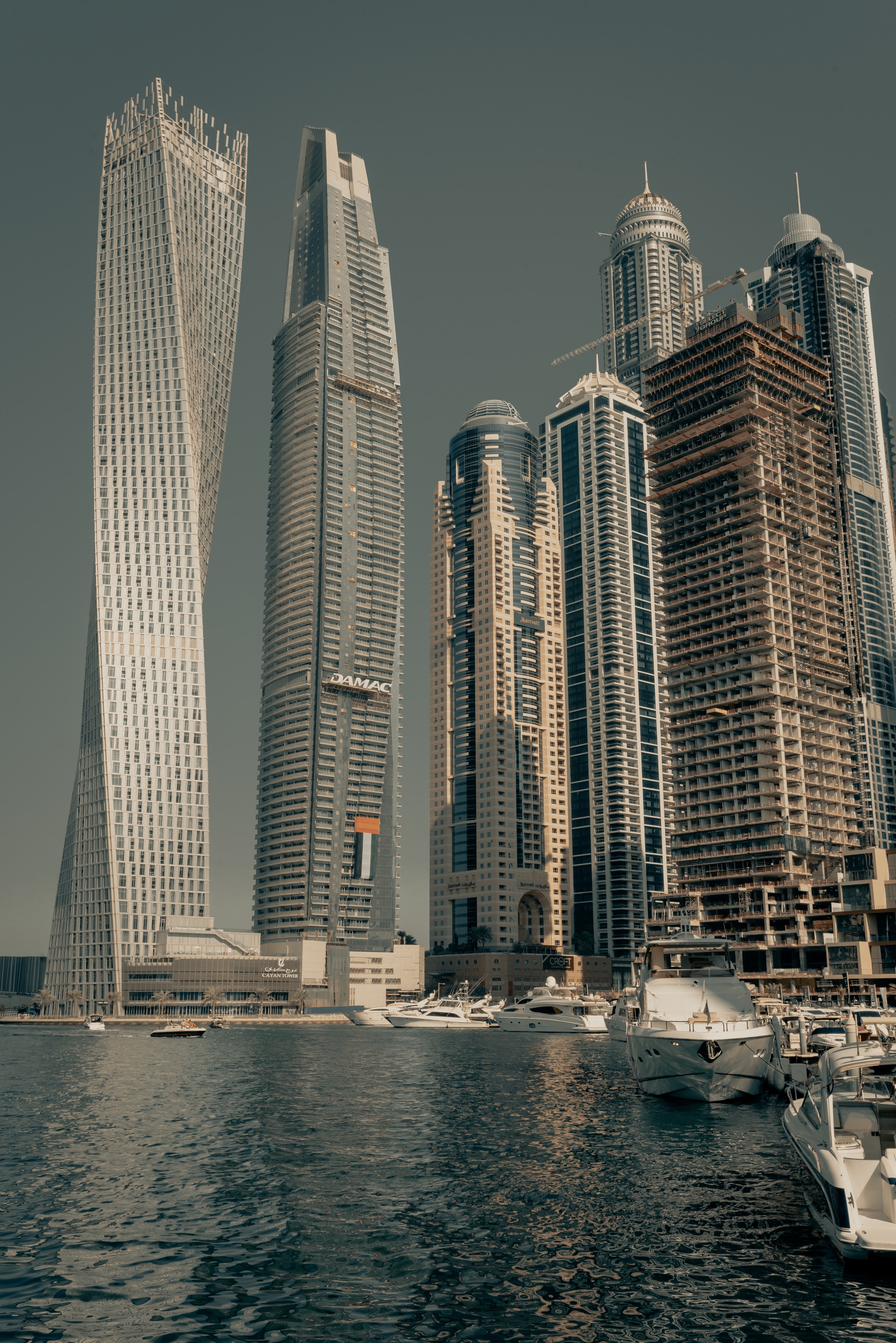 boats, cities, architecture, building, dubai, skyscrapers, bay, uae, u.a.e for android