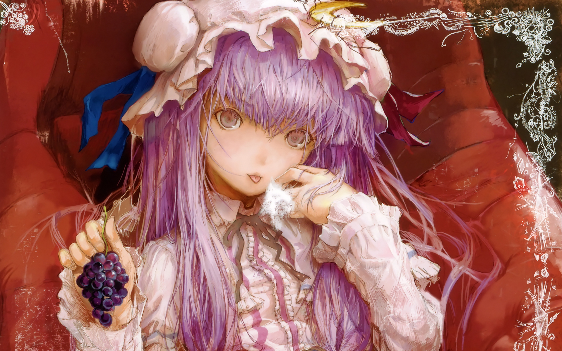 anime, touhou, patchouli knowledge iphone wallpaper