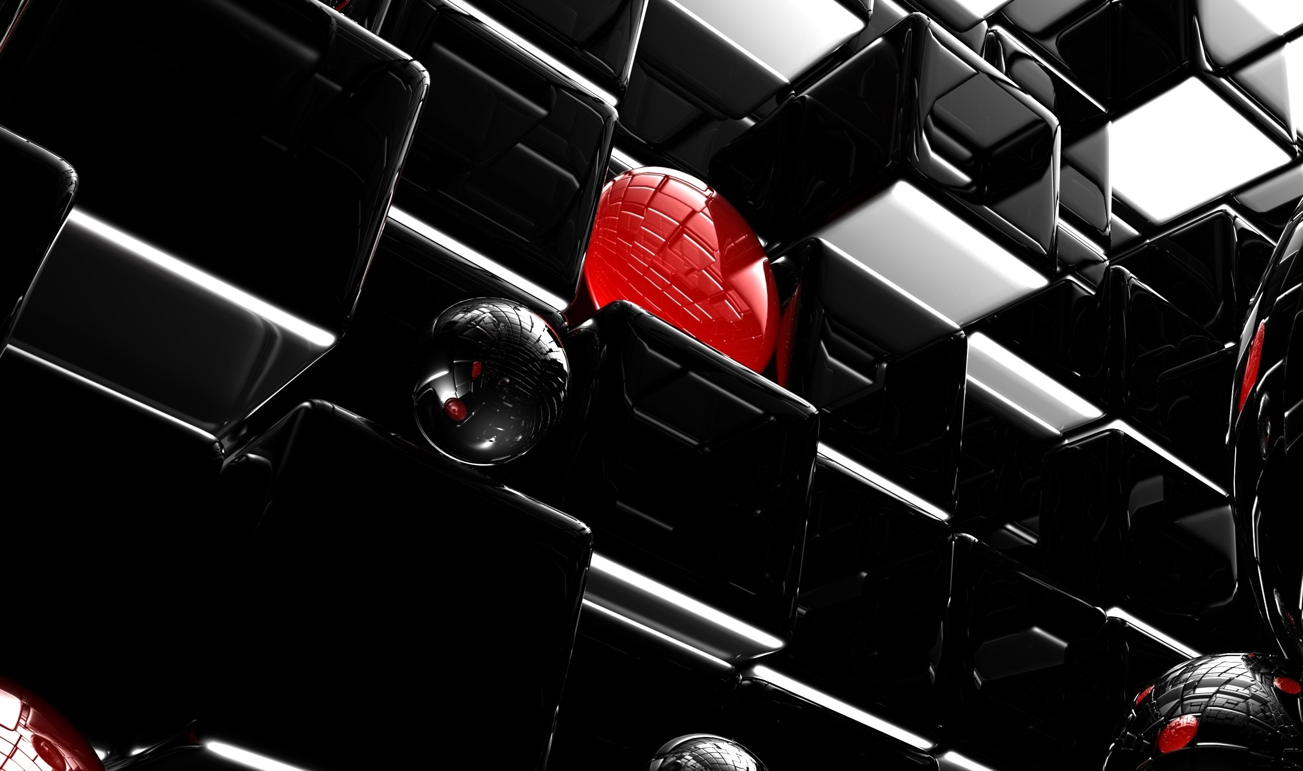 android 3d, black, dark, 3d art, cube, artistic, red
