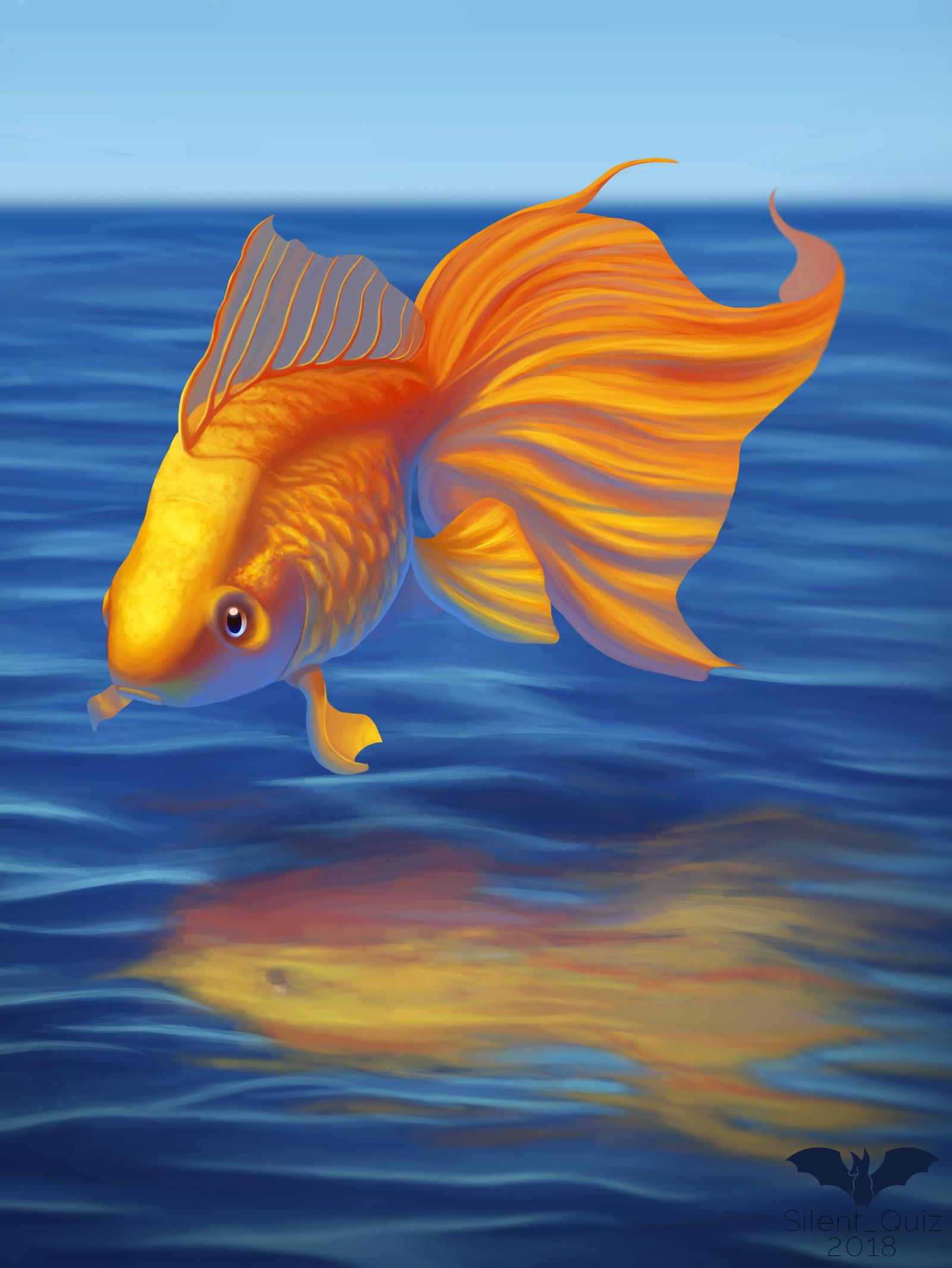 120072 Hintergrundbild herunterladen wasser, kunst, ein fisch, fisch, goldfisch - Bildschirmschoner und Bilder kostenlos