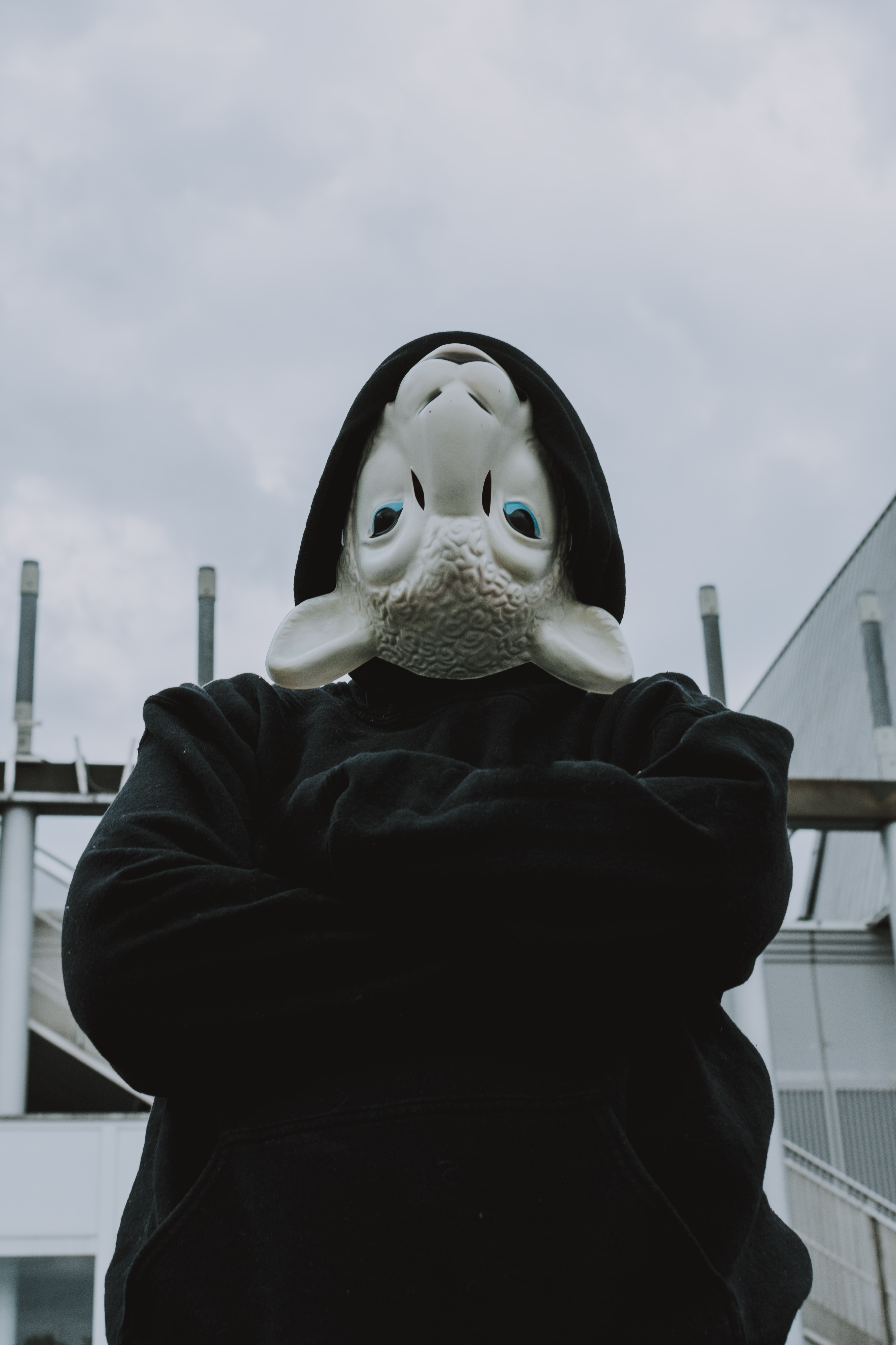 black, hoodies, miscellaneous, miscellanea, hoodie, hood, sheep, mask wallpapers for tablet