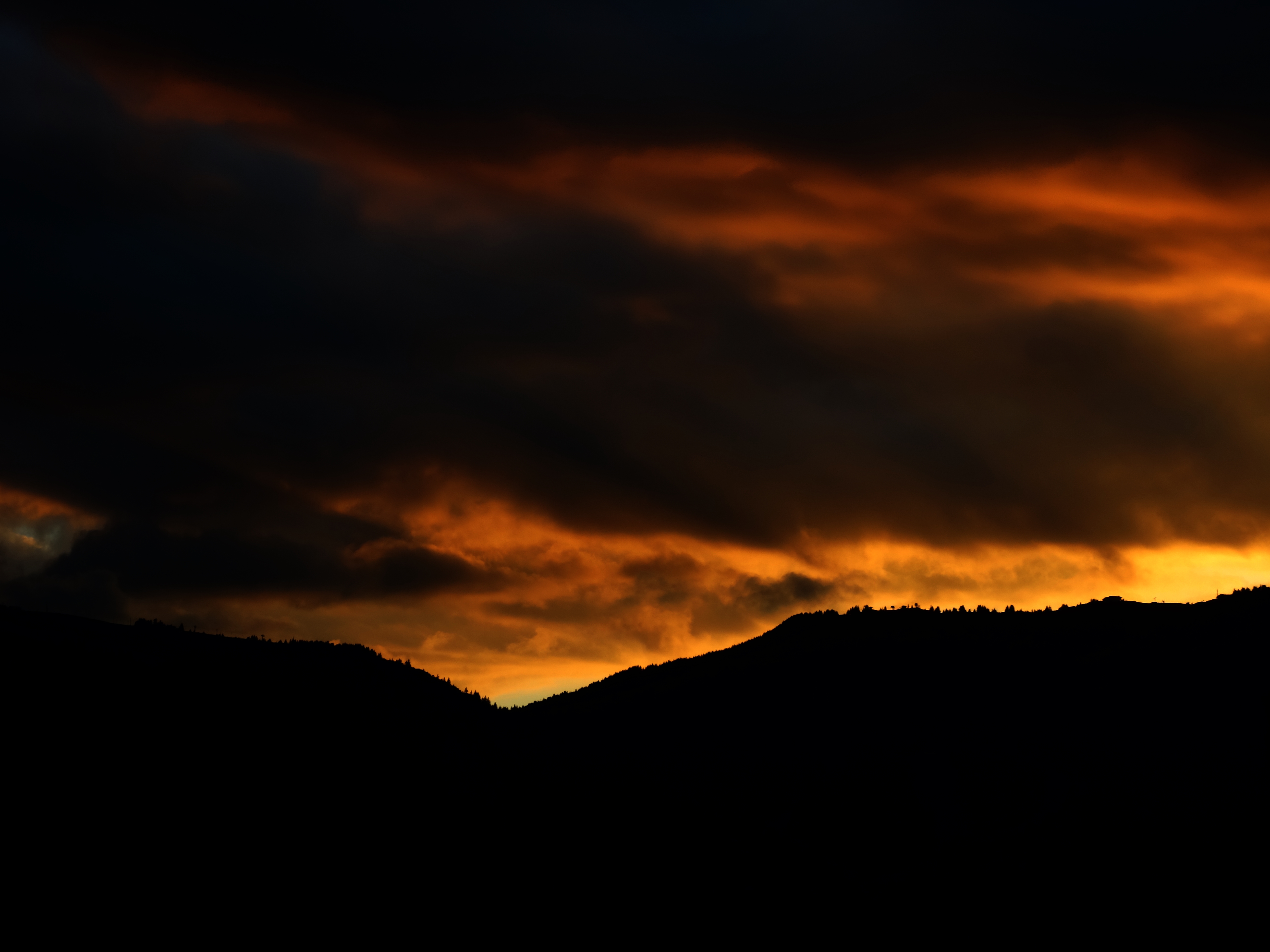 Free HD sunset, mountains, clouds, dark, cloudy