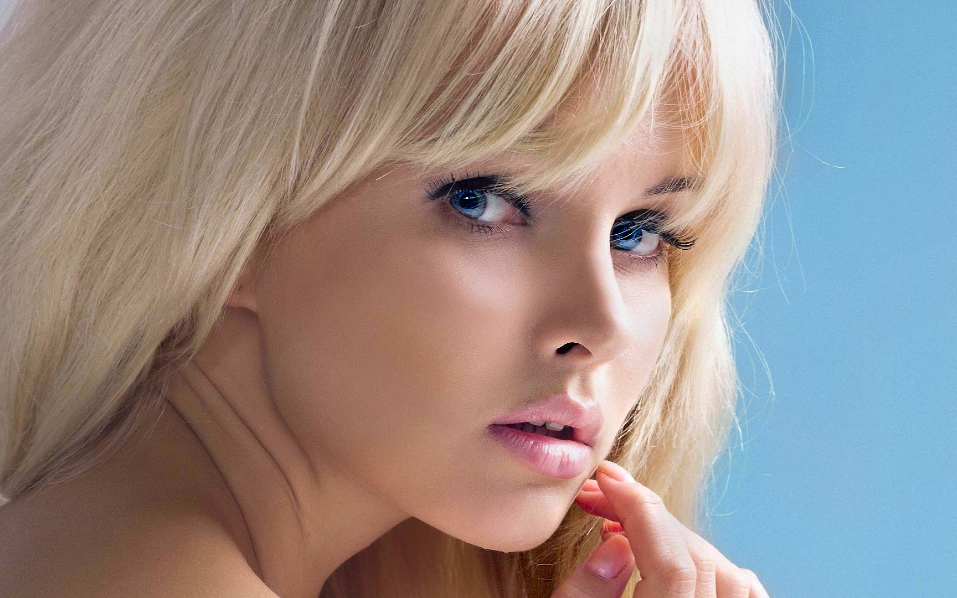 HD wallpaper model, face, beautiful, blonde, women, blue eyes, kiera hudson