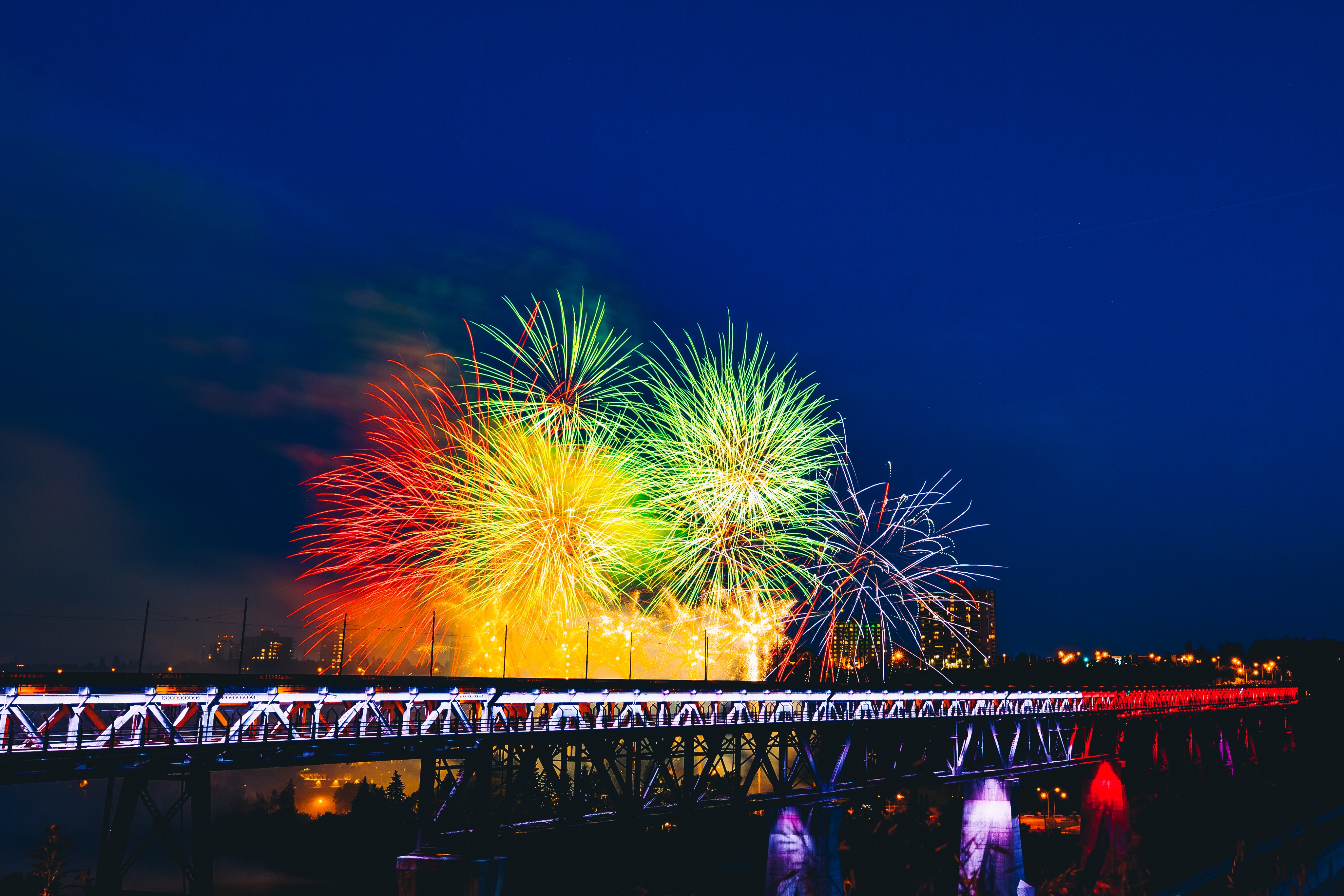 holidays, bridge, fireworks, holiday home screen for smartphone