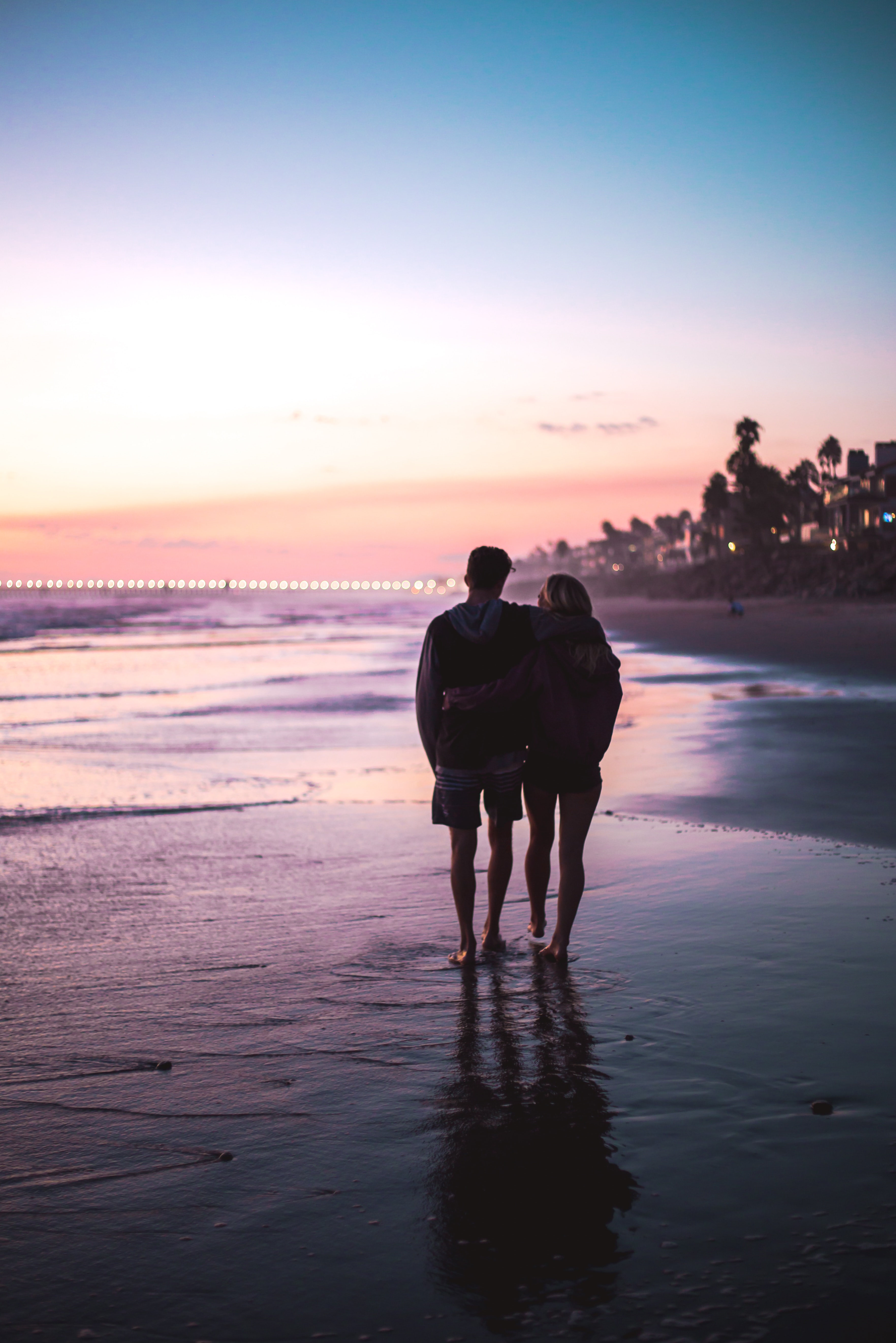 romance, pair, couple, love, beach, embrace 1080p