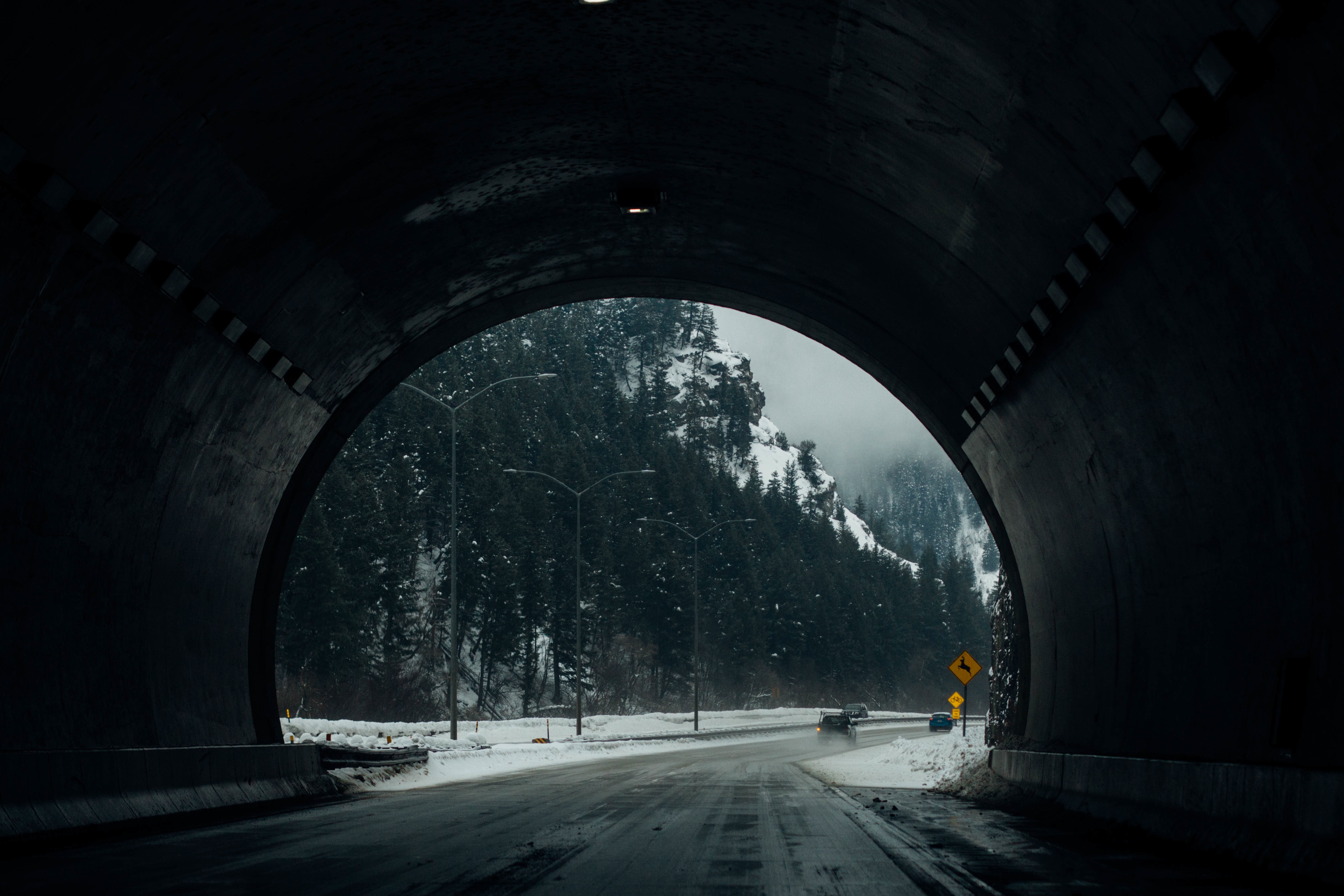 Laden Sie das Winter, Natur, Schnee, Straße, Tunnel-Bild kostenlos auf Ihren PC-Desktop herunter