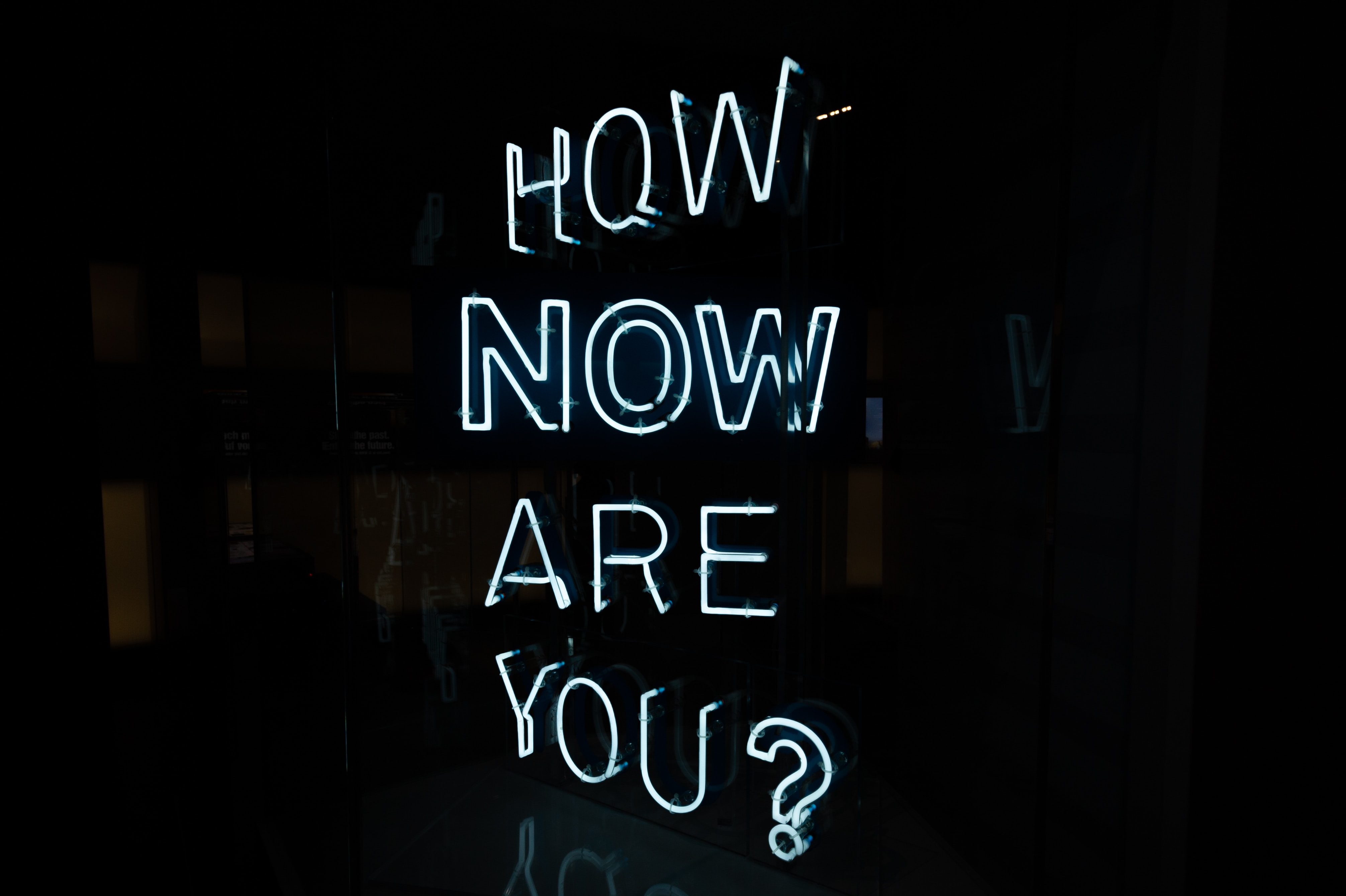 text, neon, words, glow, question