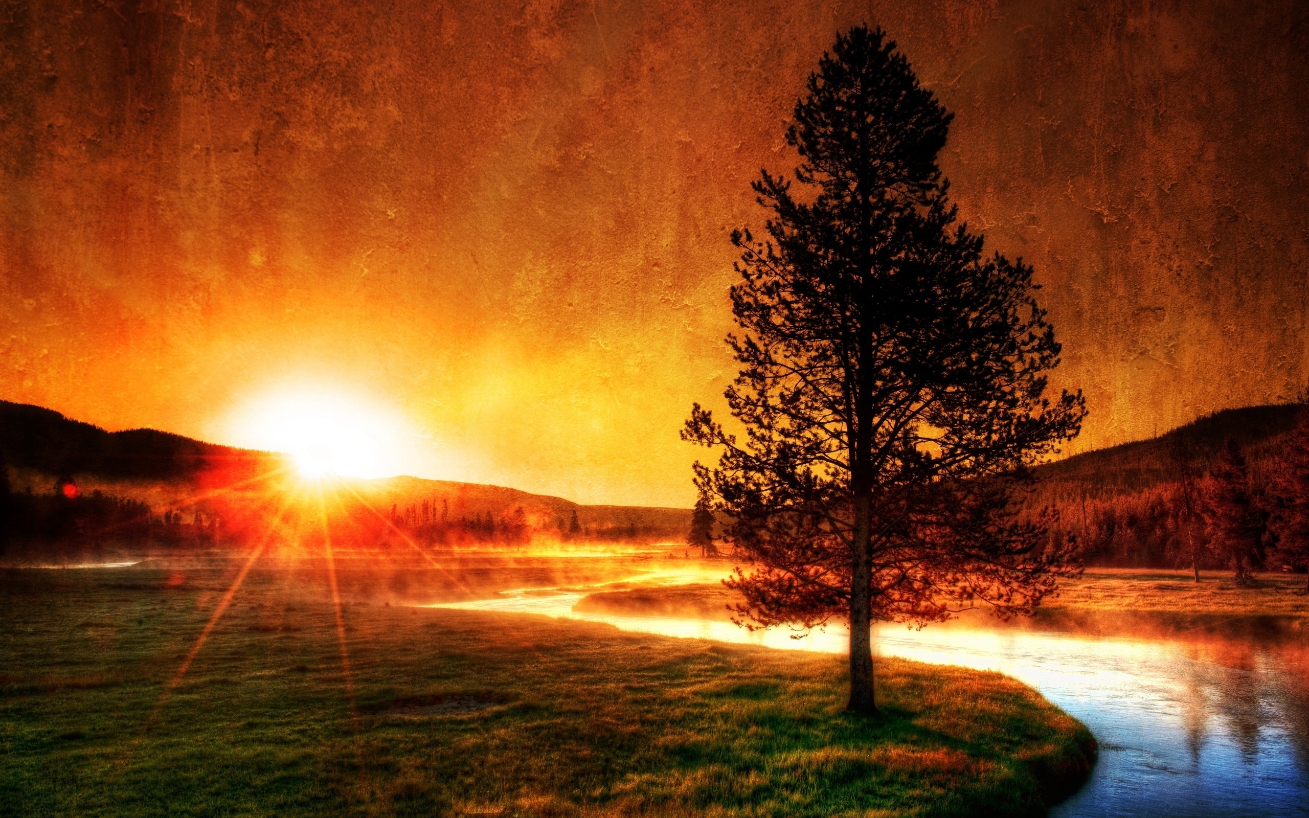 sunset, landscape, orange download for free