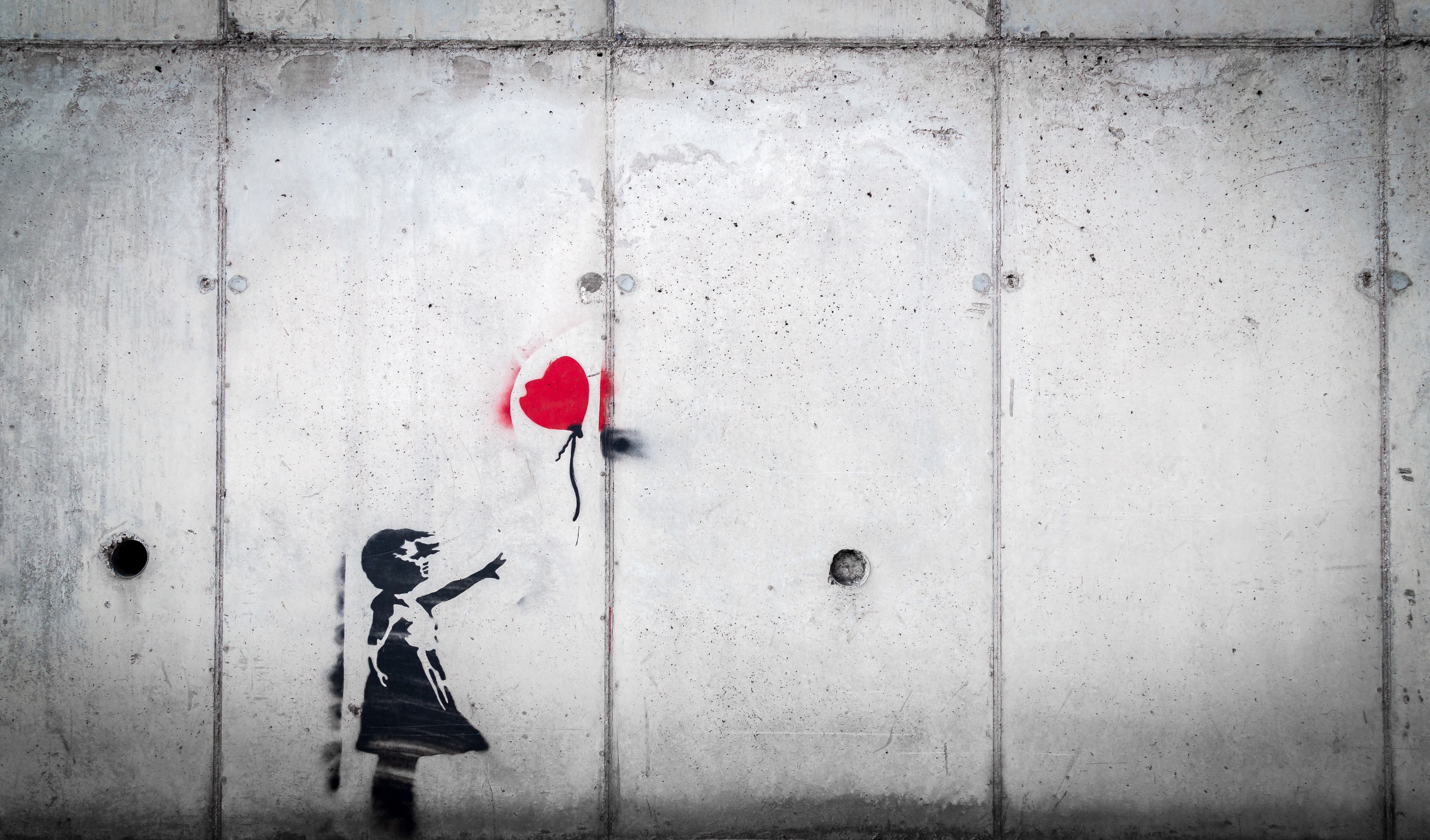 Handy-Wallpaper Kunst, Liebe, Luftballon, Ballon, Kind, Graffiti, Straßenkunst, Street Art kostenlos herunterladen.