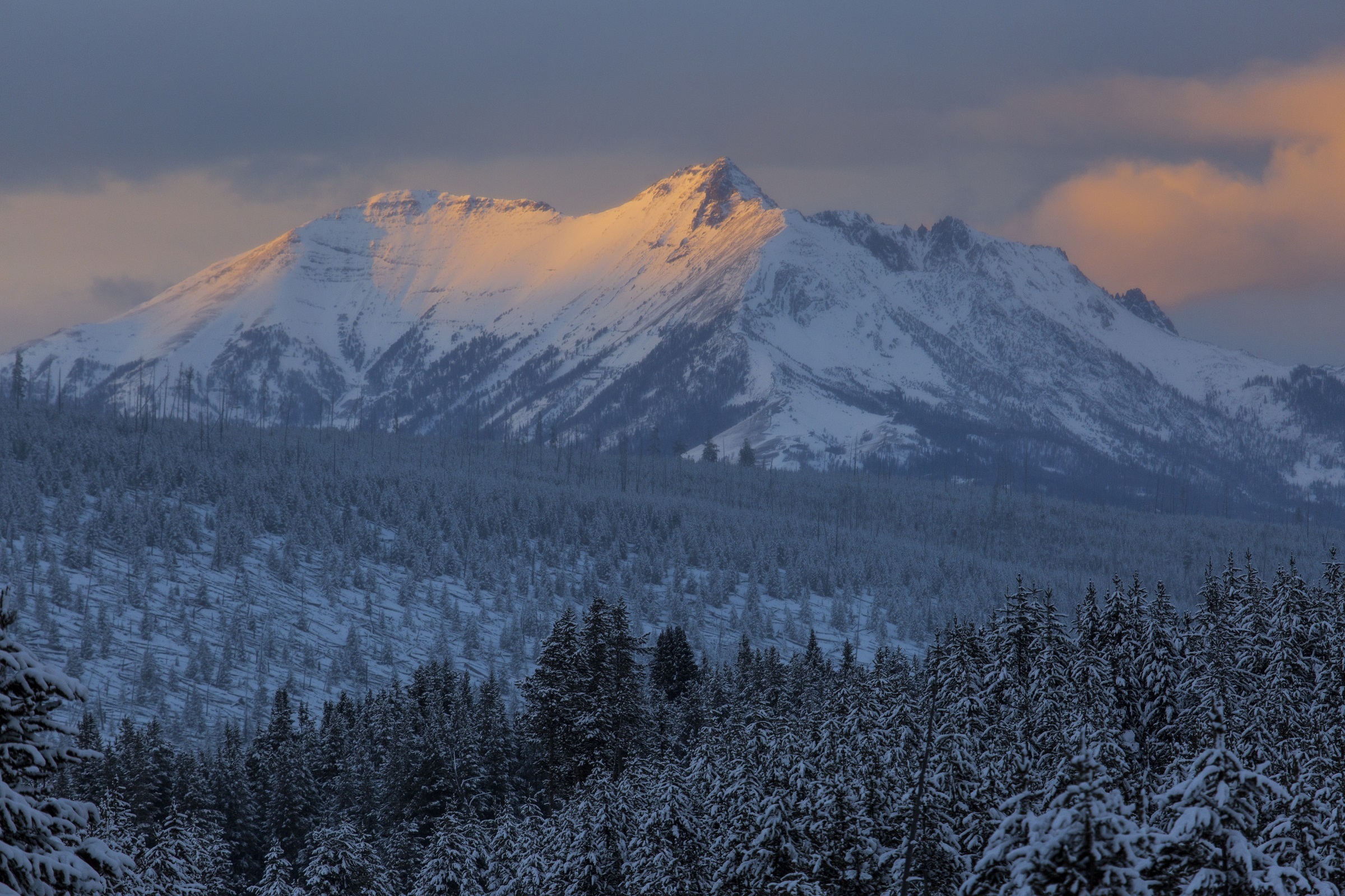 Mobile Wallpaper Winter nature, national park, montana, sunset