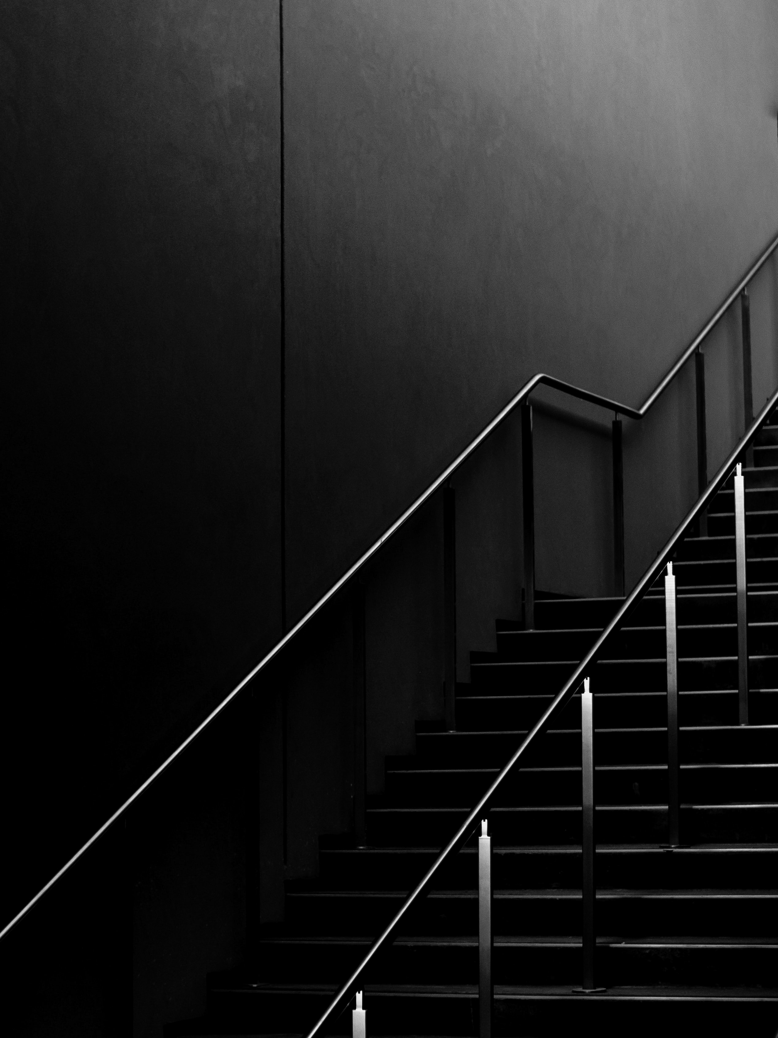 59466 Screensavers and Wallpapers Stairs for phone. Download dark, black, minimalism, stairs, ladder, railings, handrail pictures for free