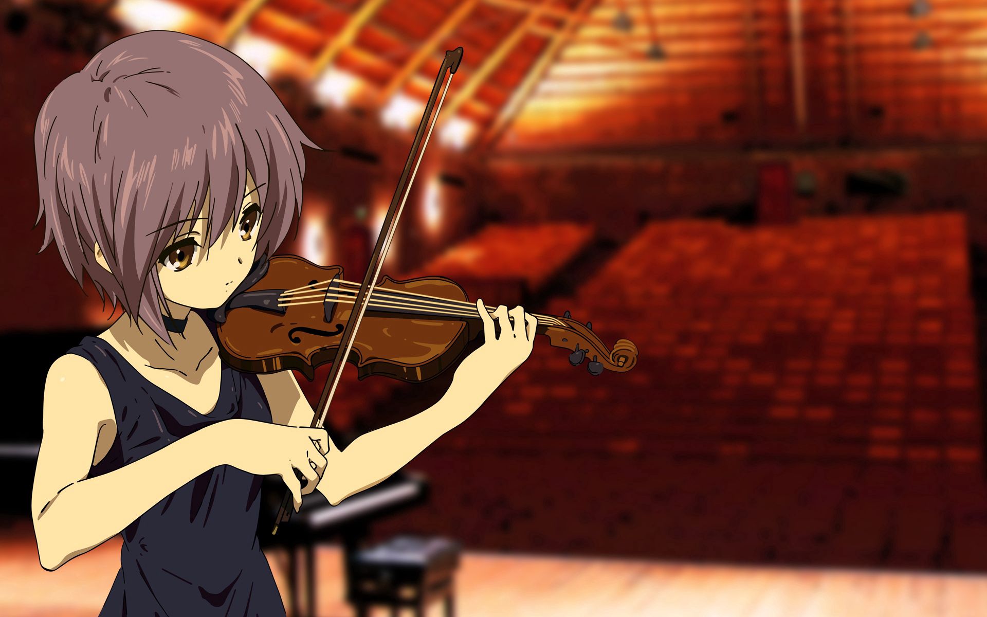 Laden Sie das Musik, Anime, Mädchen, Bogen, Halle, Violine, Theater-Bild kostenlos auf Ihren PC-Desktop herunter