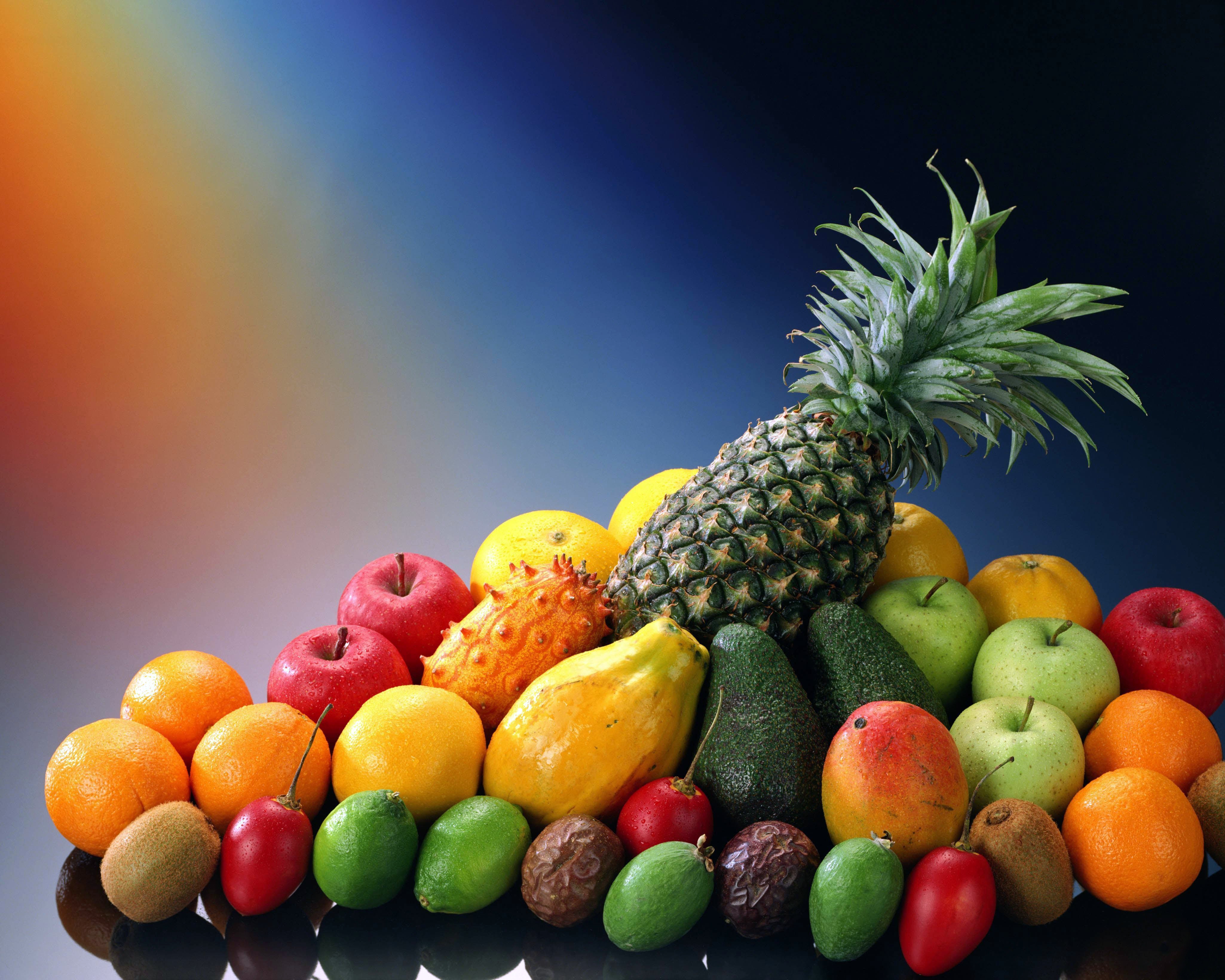 136348 download wallpaper fruits, food, apple, kiwi, avocado, exotic, pineapple screensavers and pictures for free