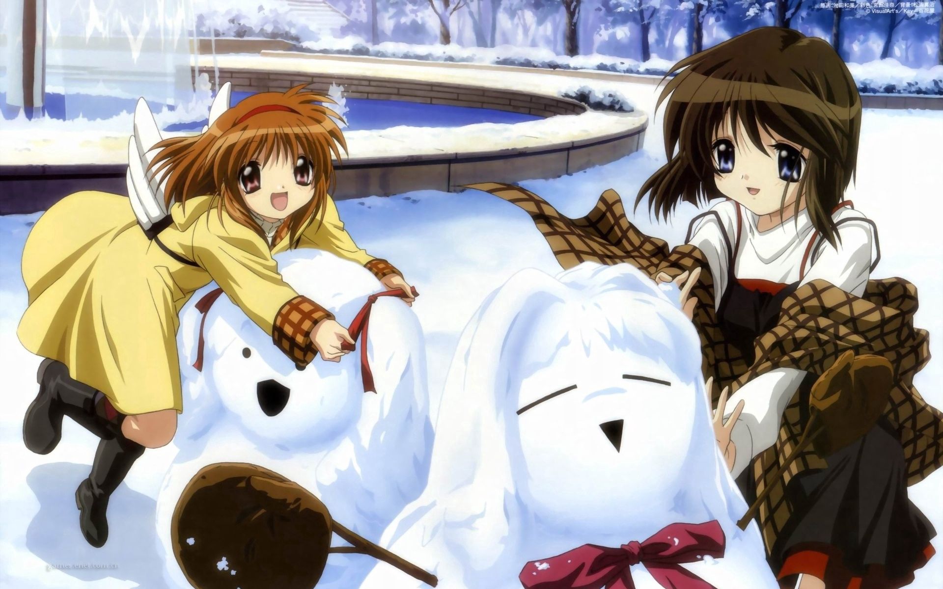 53123 descargar fondo de pantalla anime, invierno, chicas, cañón, nieve, lindo, linda: protectores de pantalla e imágenes gratis