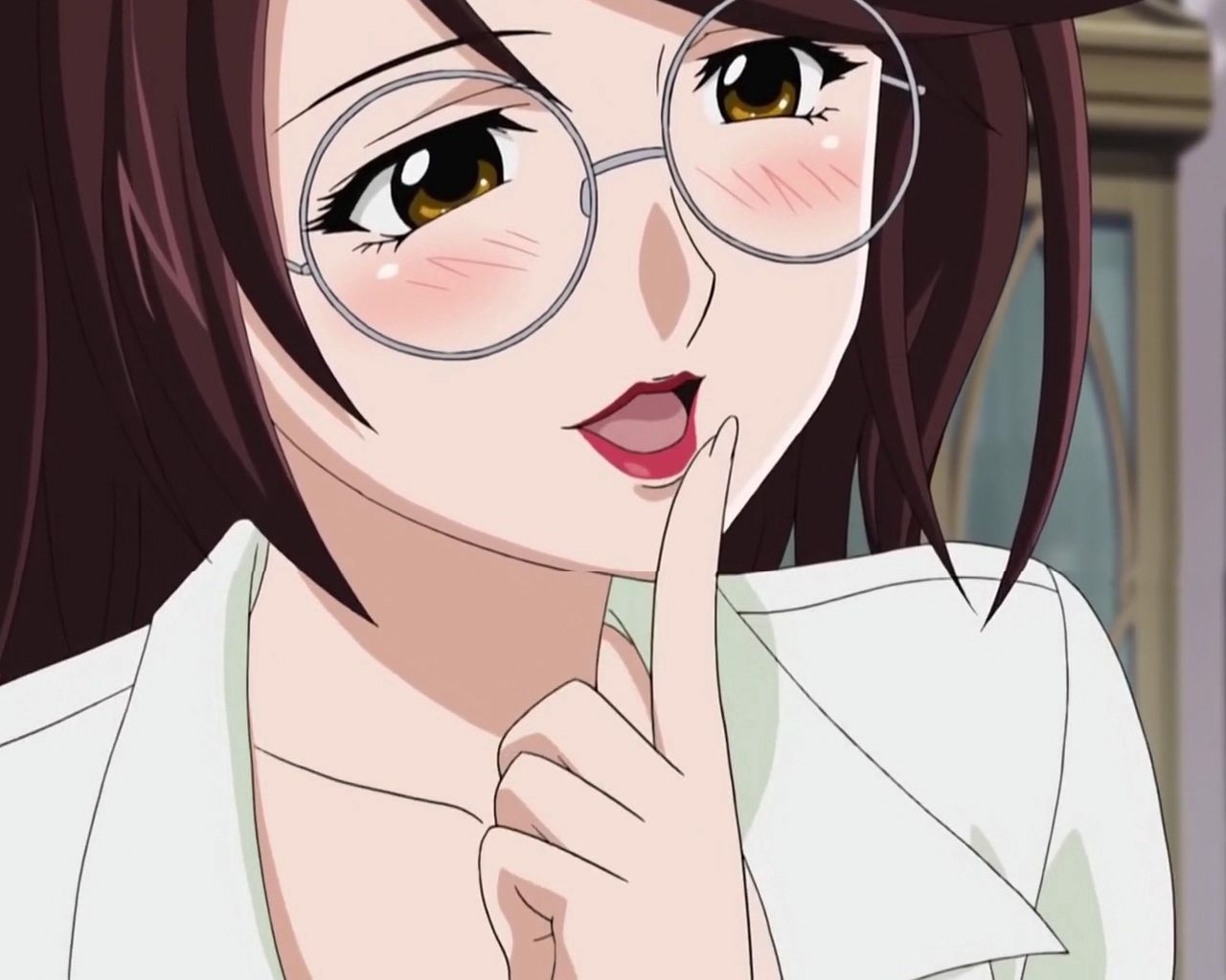 Handy-Wallpaper Anime, Mädchen, Brille, Lippen kostenlos herunterladen.