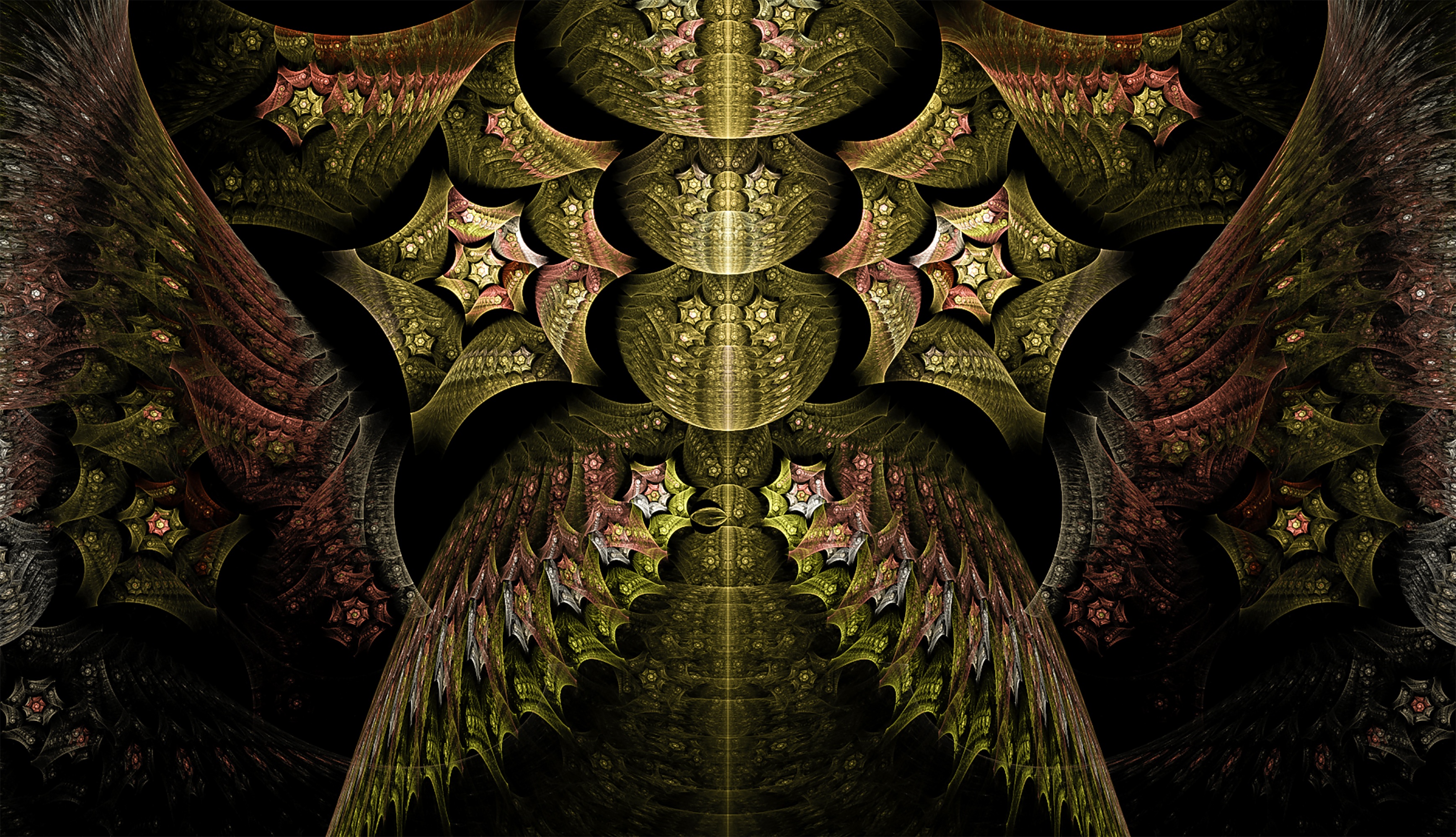 desktop and mobile fractal, abstract, golden